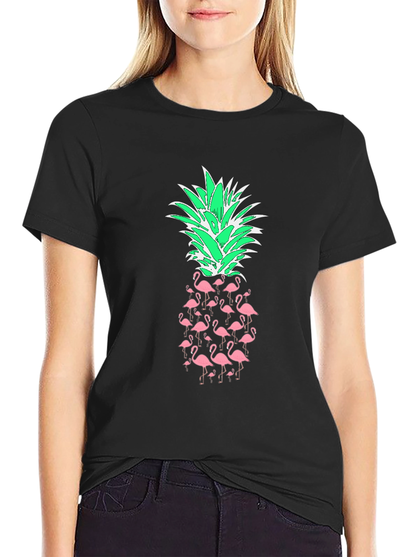 Flamingo Pineapple Graphic Tee - Tropical Style