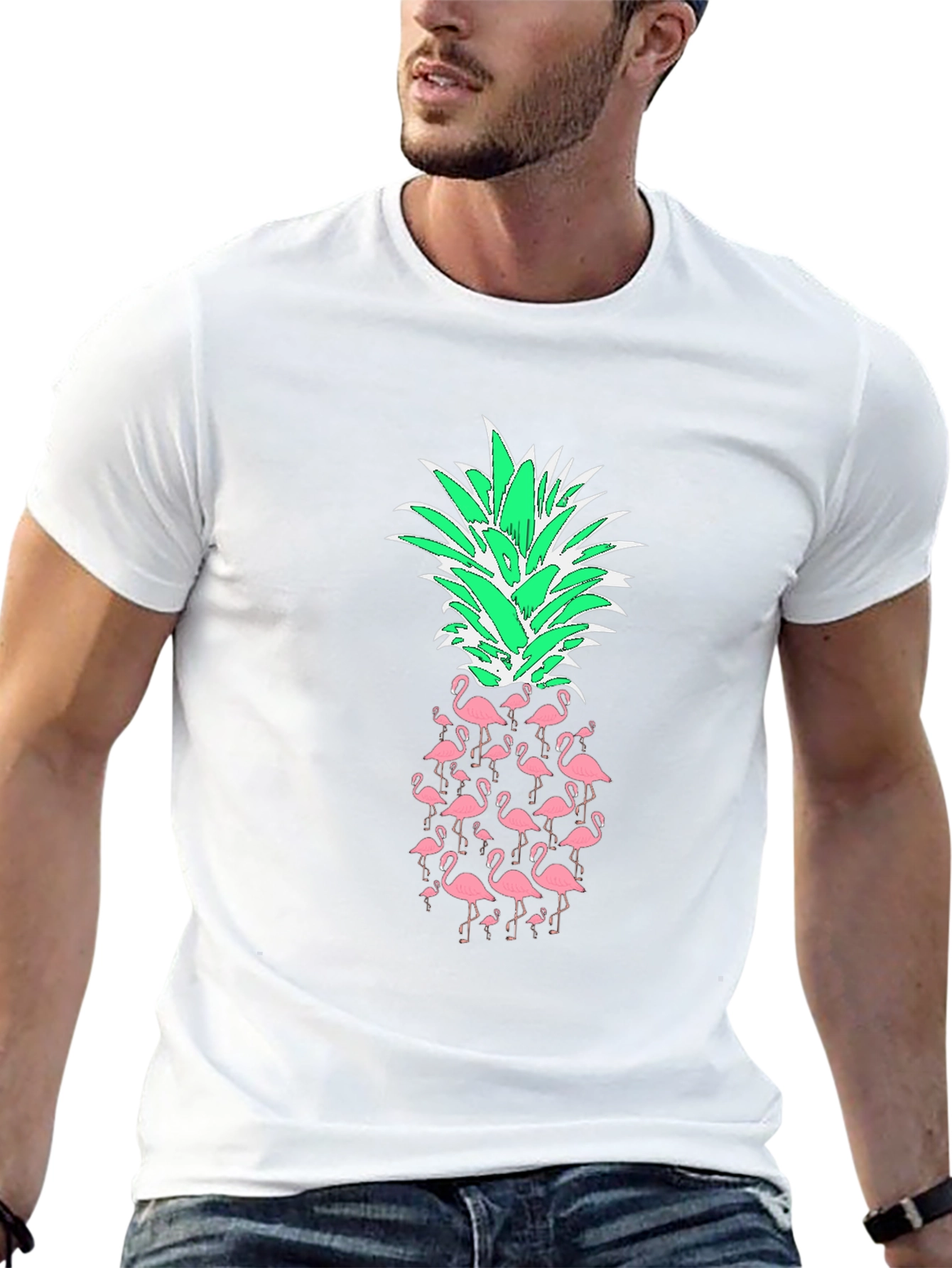 Flamingo Pineapple Graphic Tee - Tropical Style