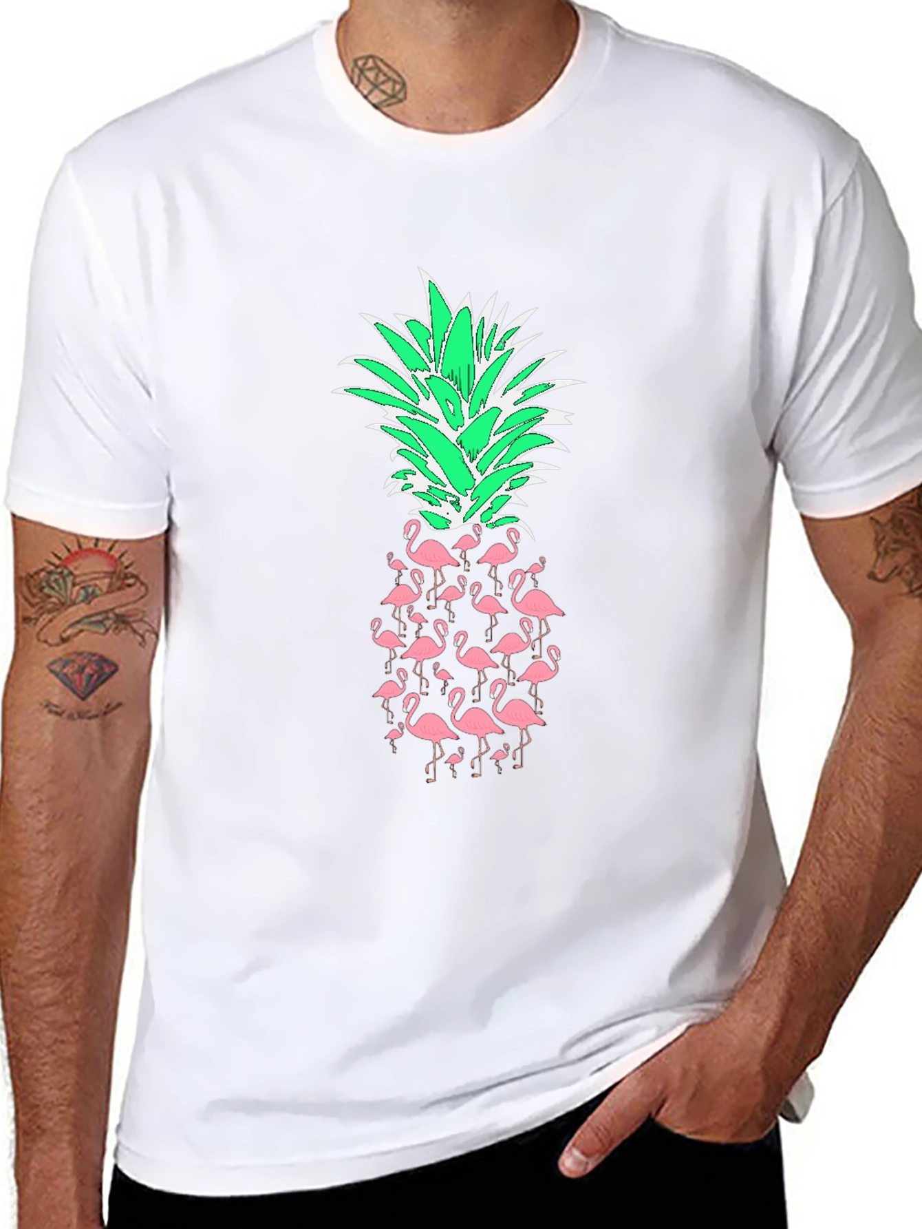 Flamingo Pineapple Graphic Tee - Tropical Style