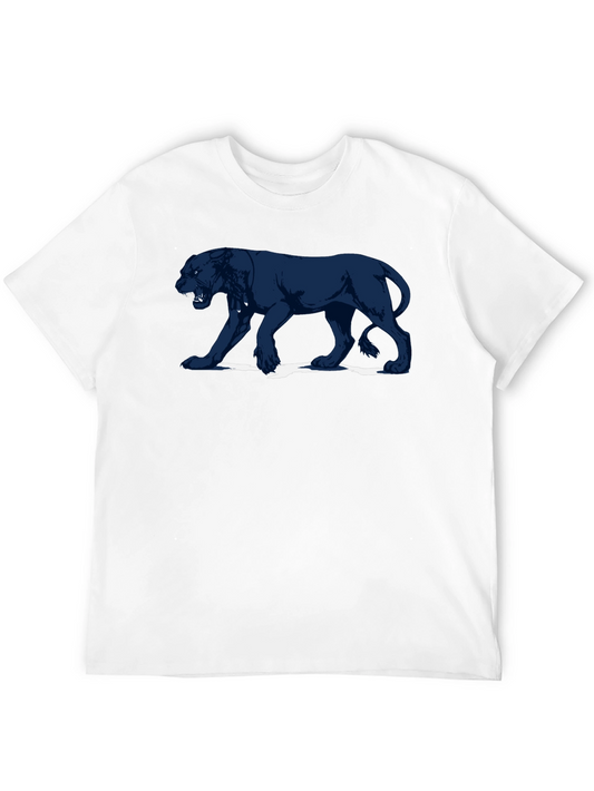 Black T-Shirt with Panther Graphic Print