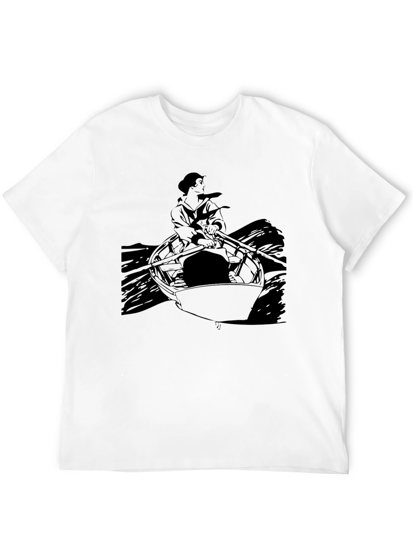 Rowing Boat Graphic Tee - Solid Black Shirt