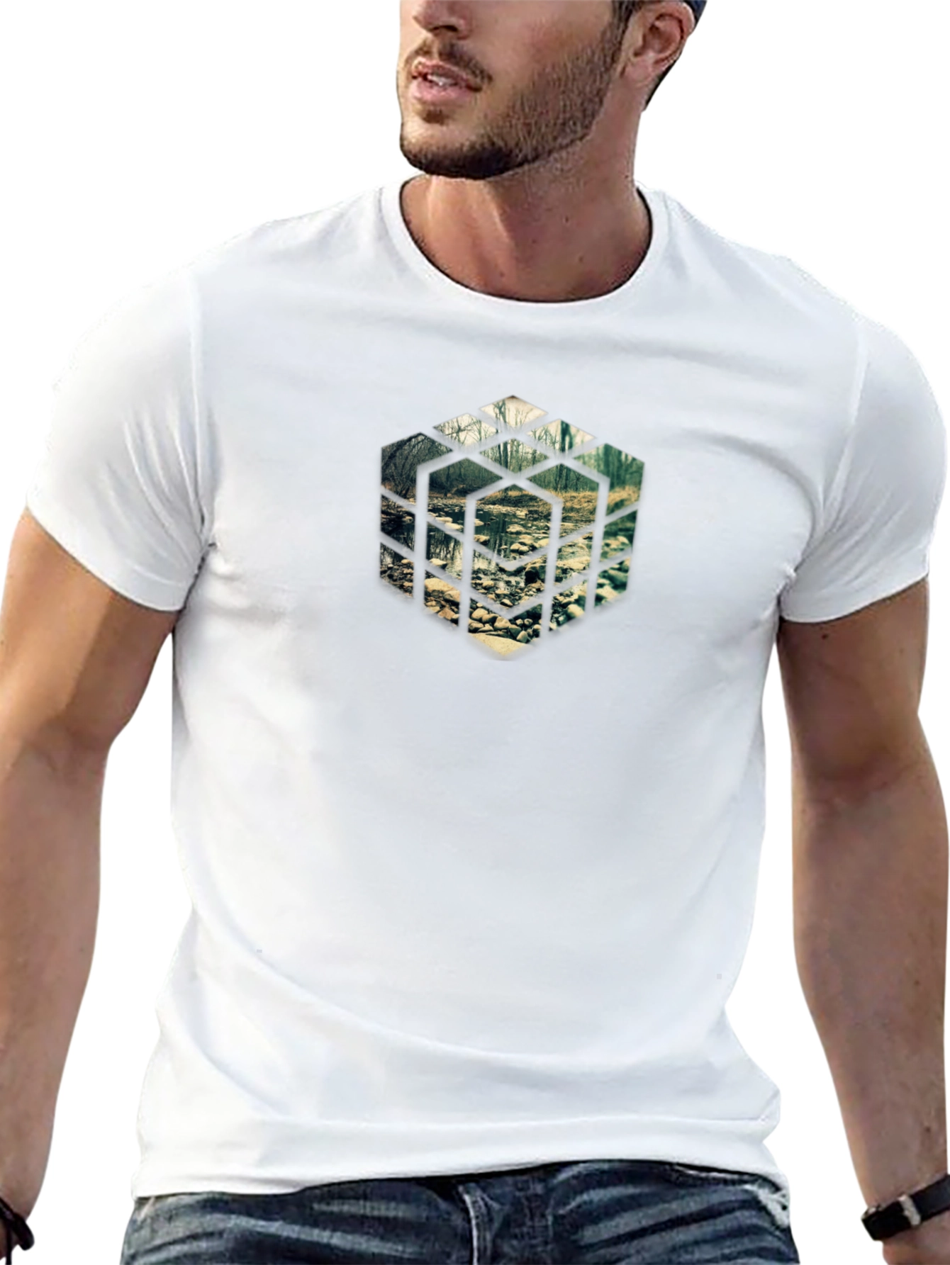 Geometric Nature Scene Tee
