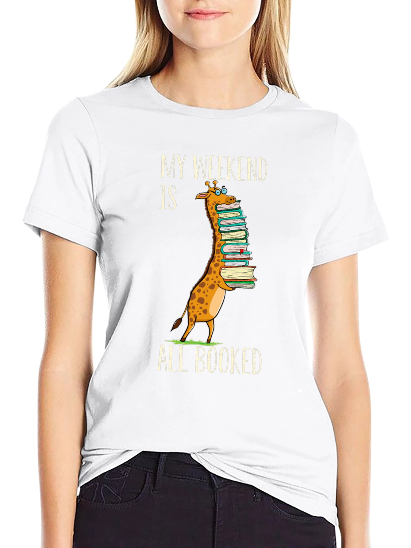 Funny Giraffe Book Lover T-Shirt