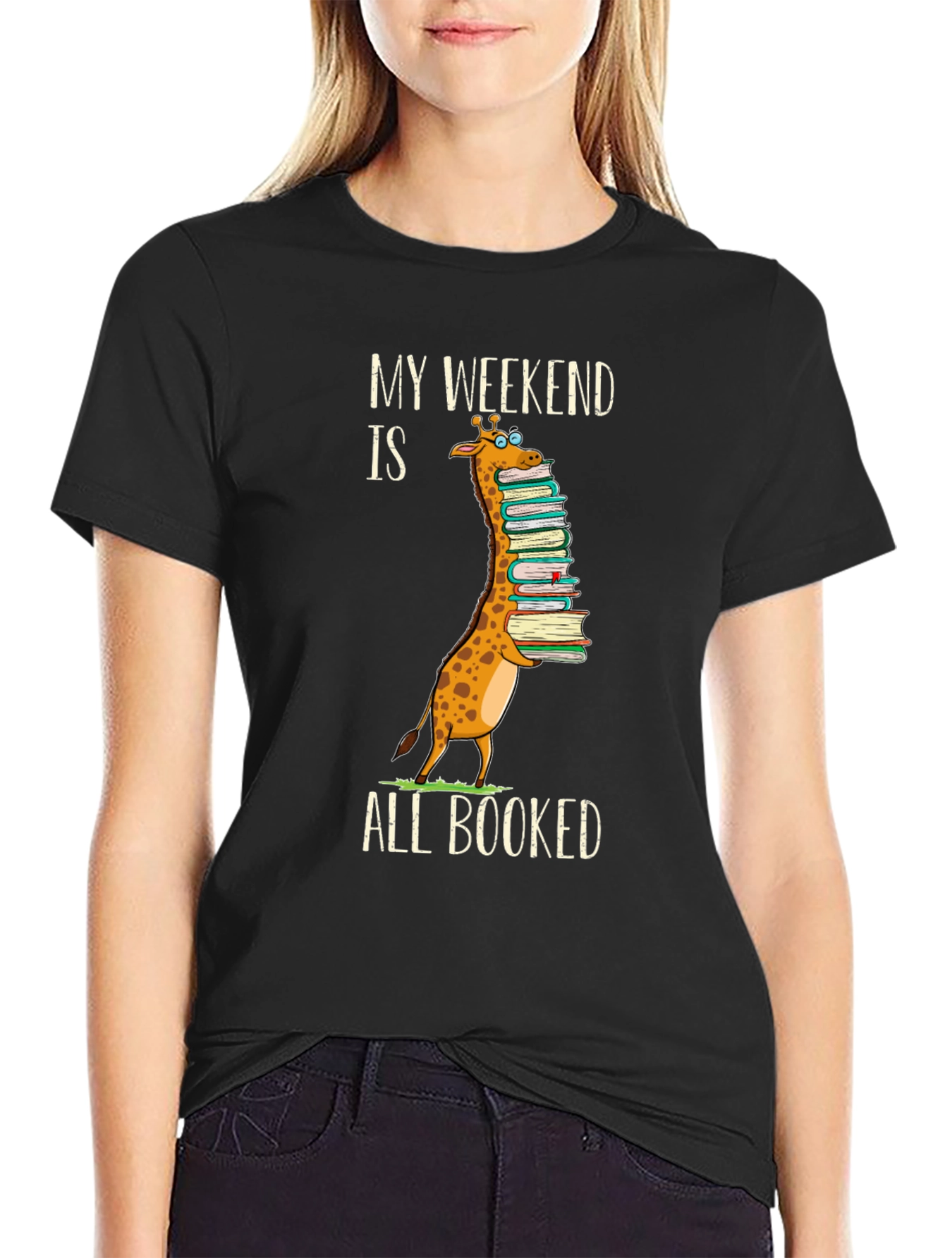 Funny Giraffe Book Lover T-Shirt