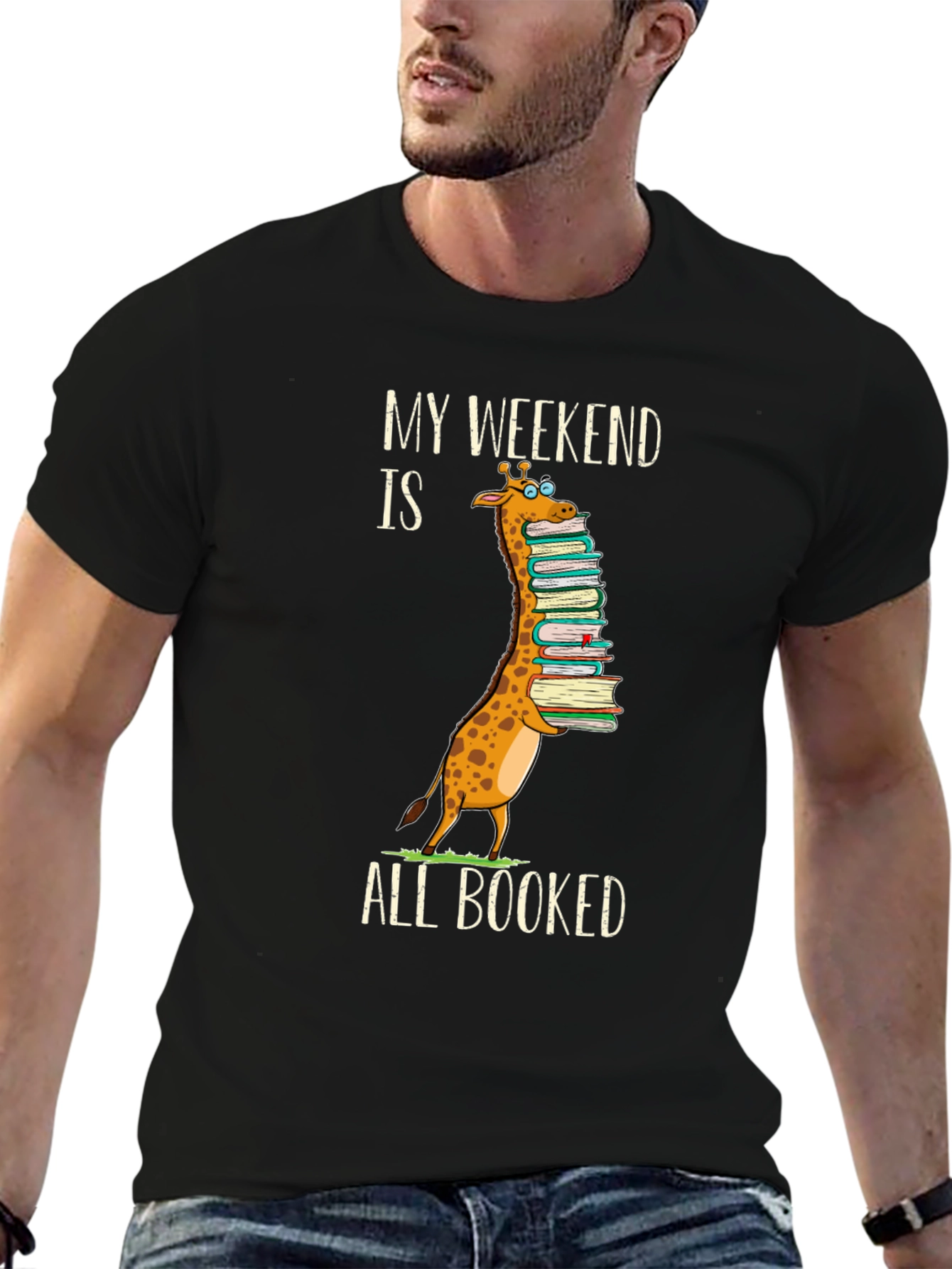 Funny Giraffe Book Lover T-Shirt