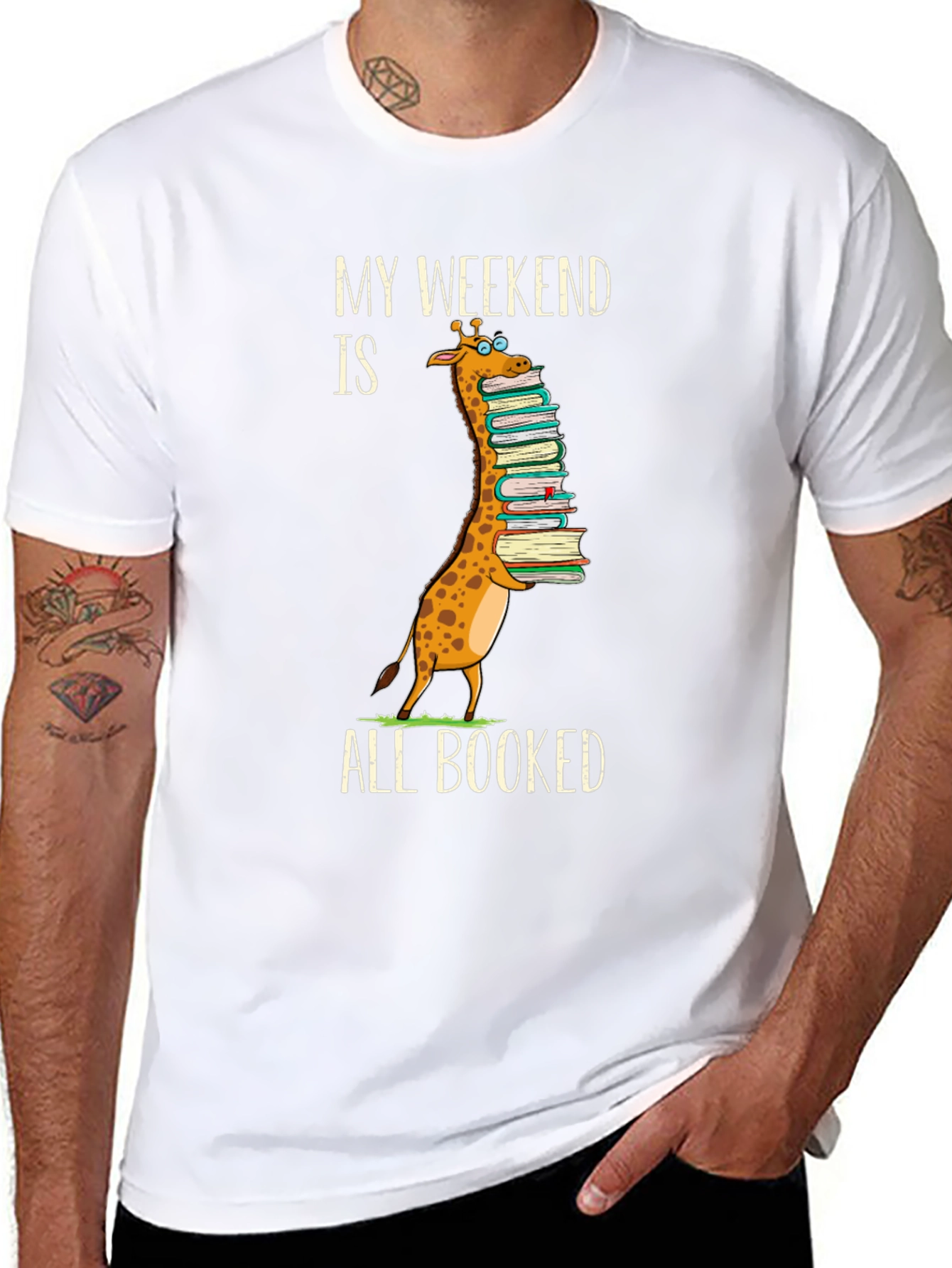 Funny Giraffe Book Lover T-Shirt