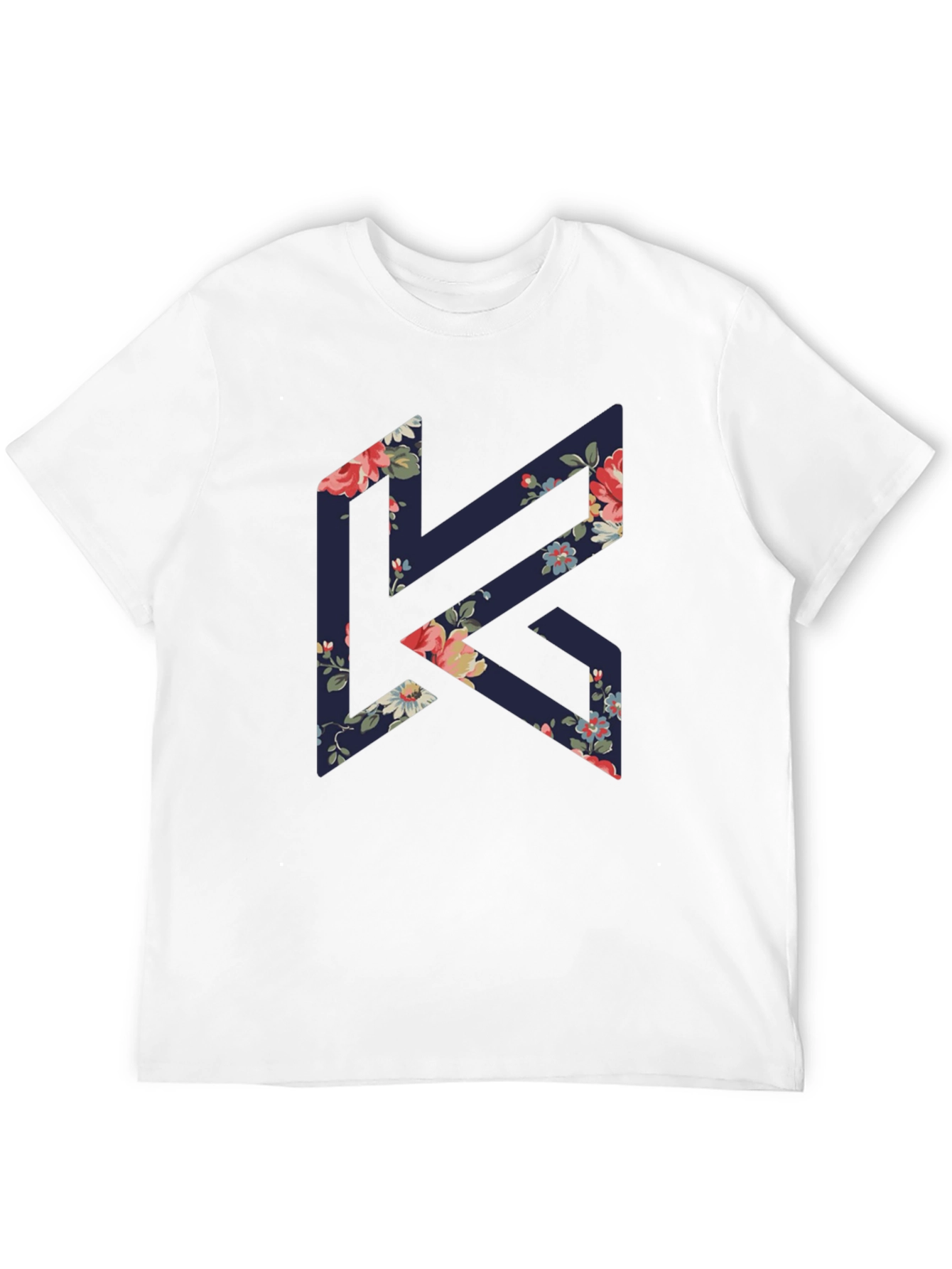 Floral K Black Tee - Stylish Geometric Design