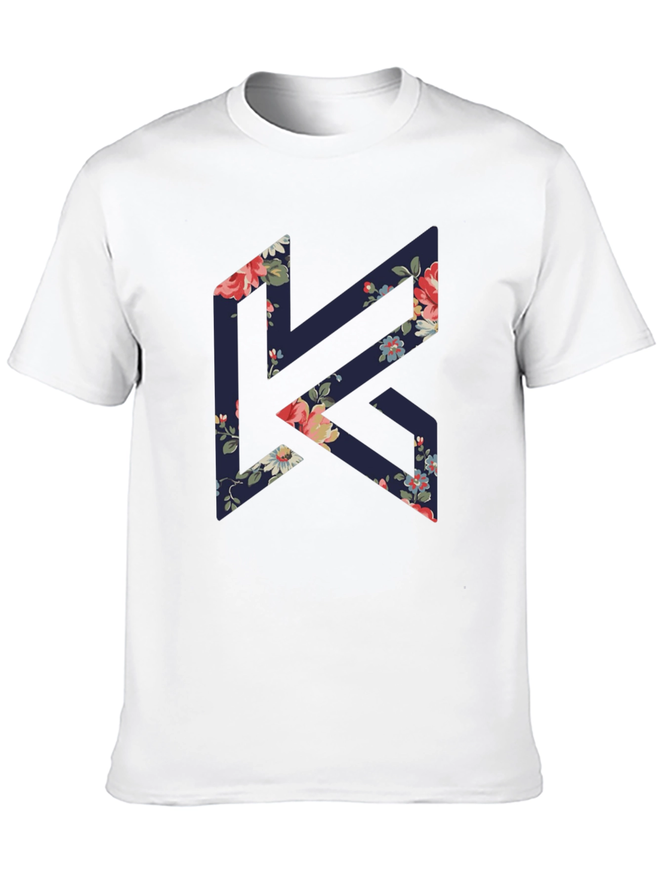 Floral K Black Tee - Stylish Geometric Design