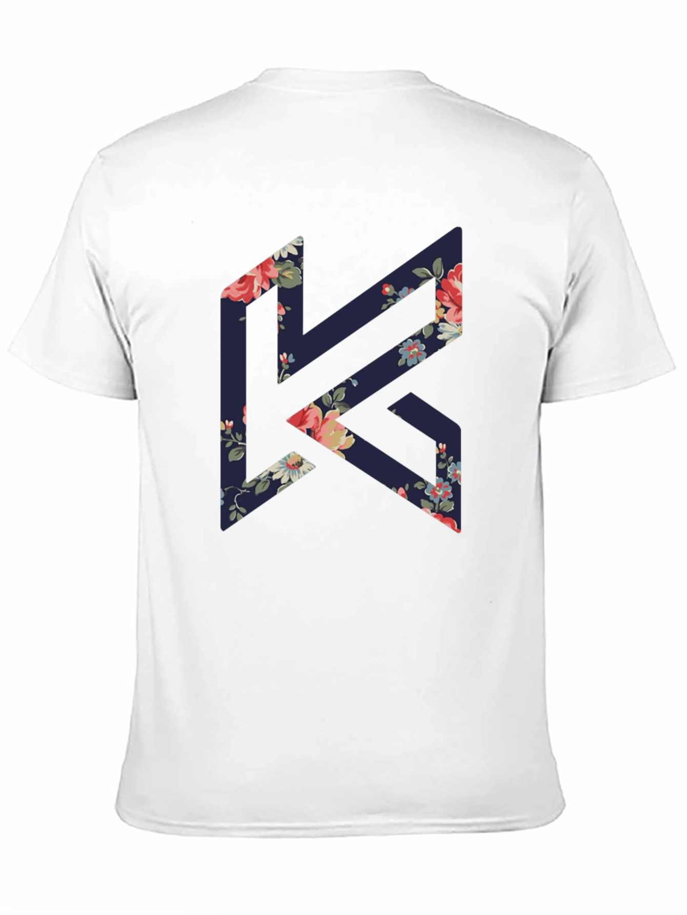 Floral K Black Tee - Stylish Geometric Design