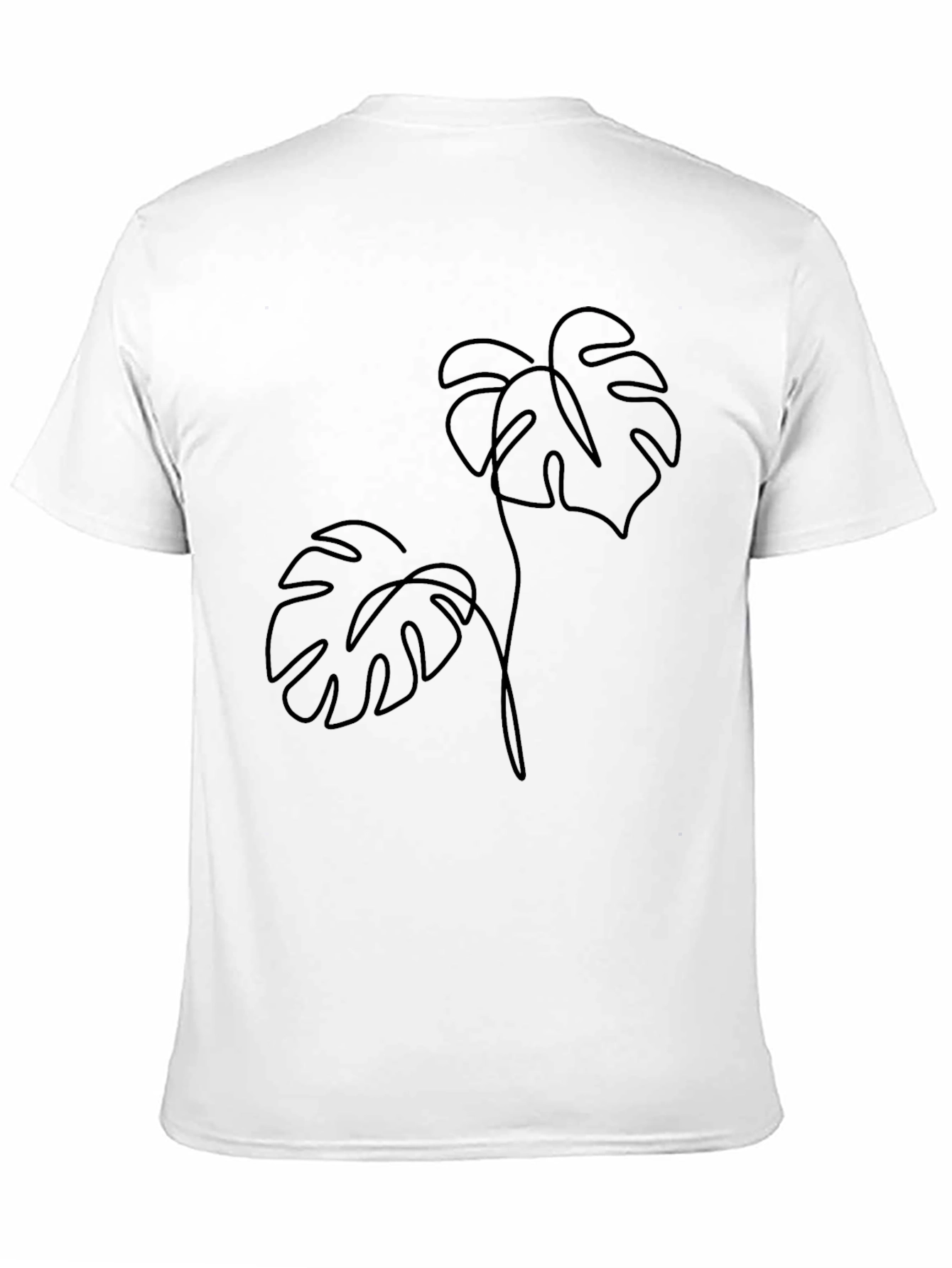 Minimalist Monstera Leaf Graphic Tee - Black