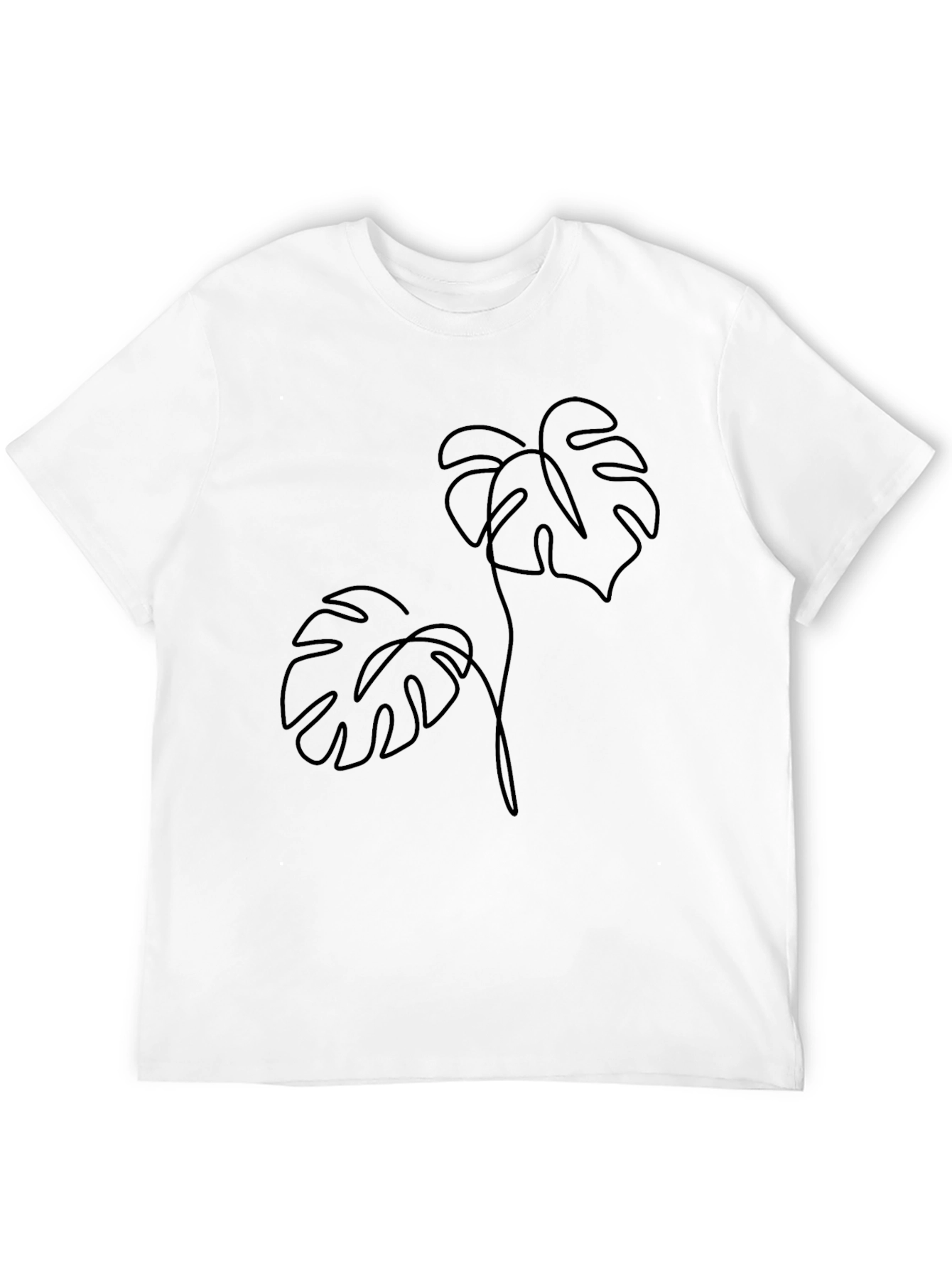 Minimalist Monstera Leaf Graphic Tee - Black