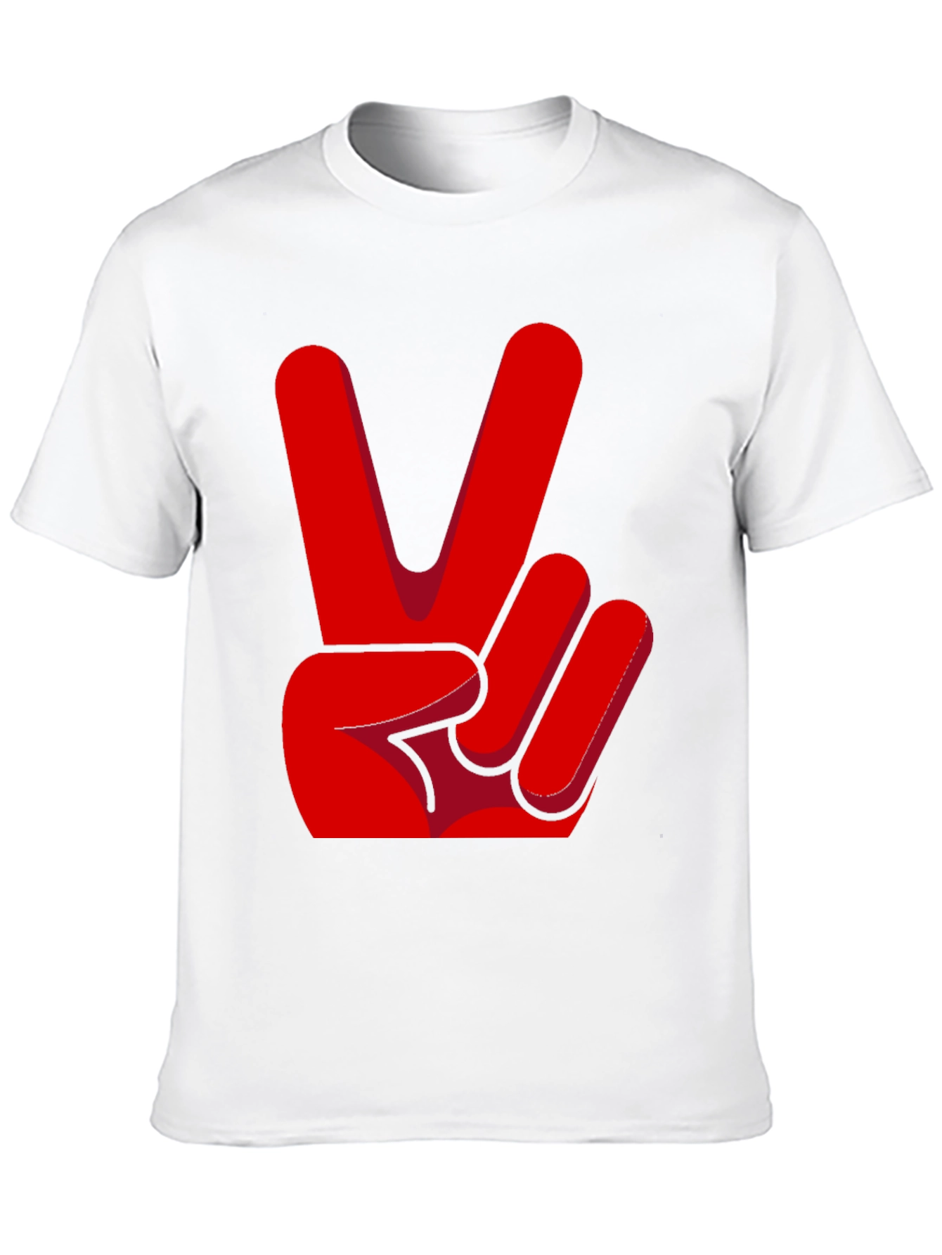 Peace Sign T-Shirt - Red Hand Gesture Design