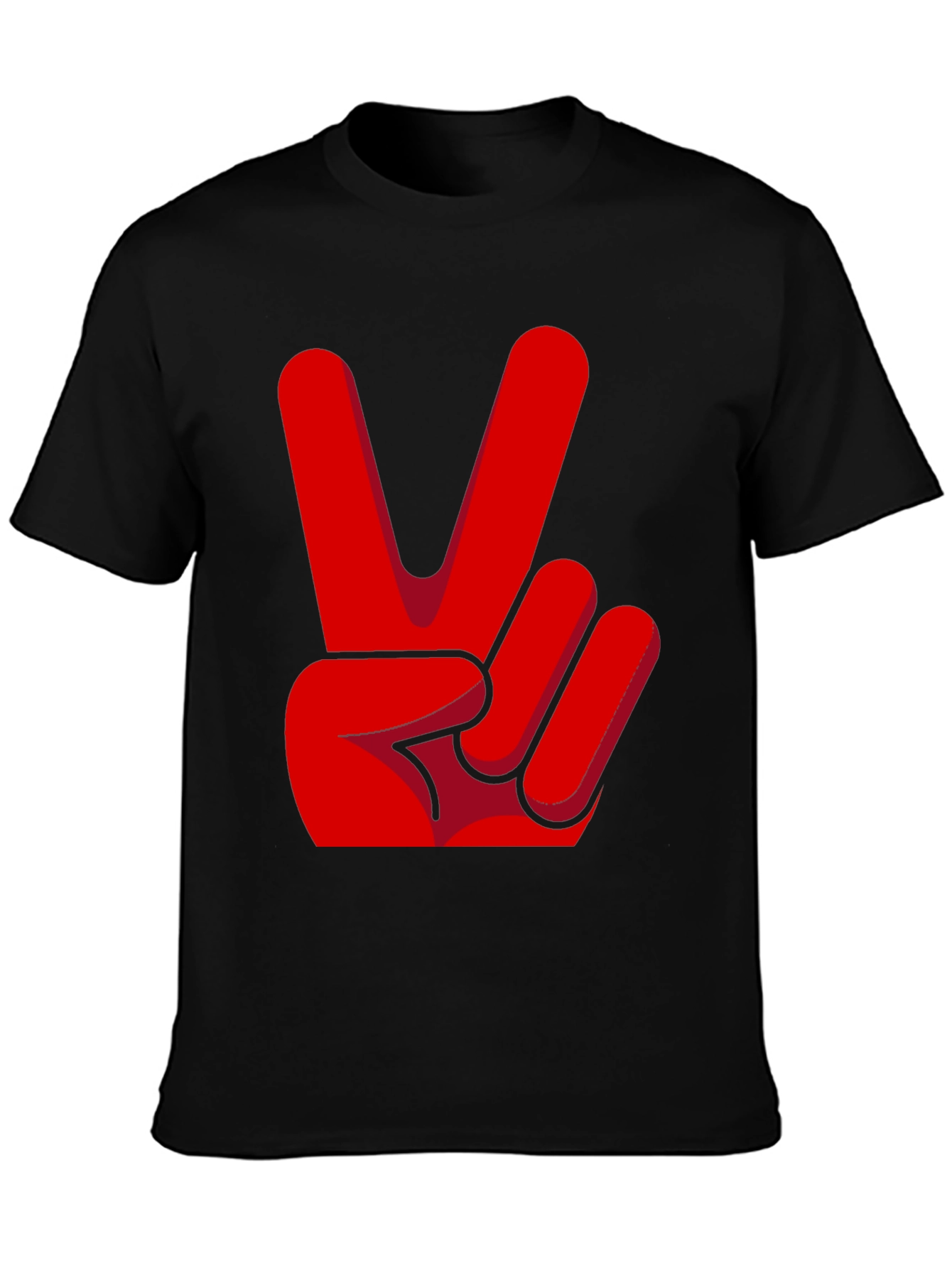 Peace Sign T-Shirt - Red Hand Gesture Design