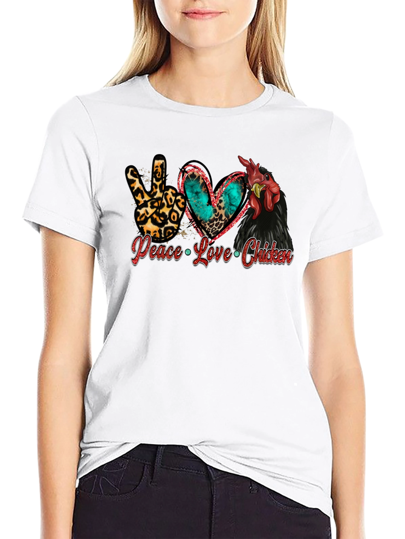 Peace Love Chicken T-Shirt Animal Lover Tee