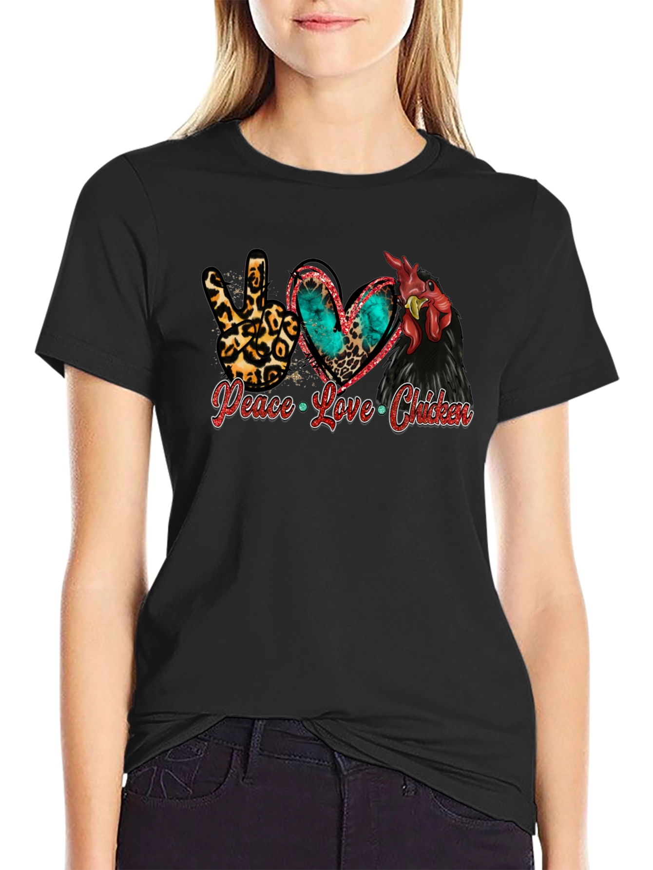 Peace Love Chicken T-Shirt Animal Lover Tee