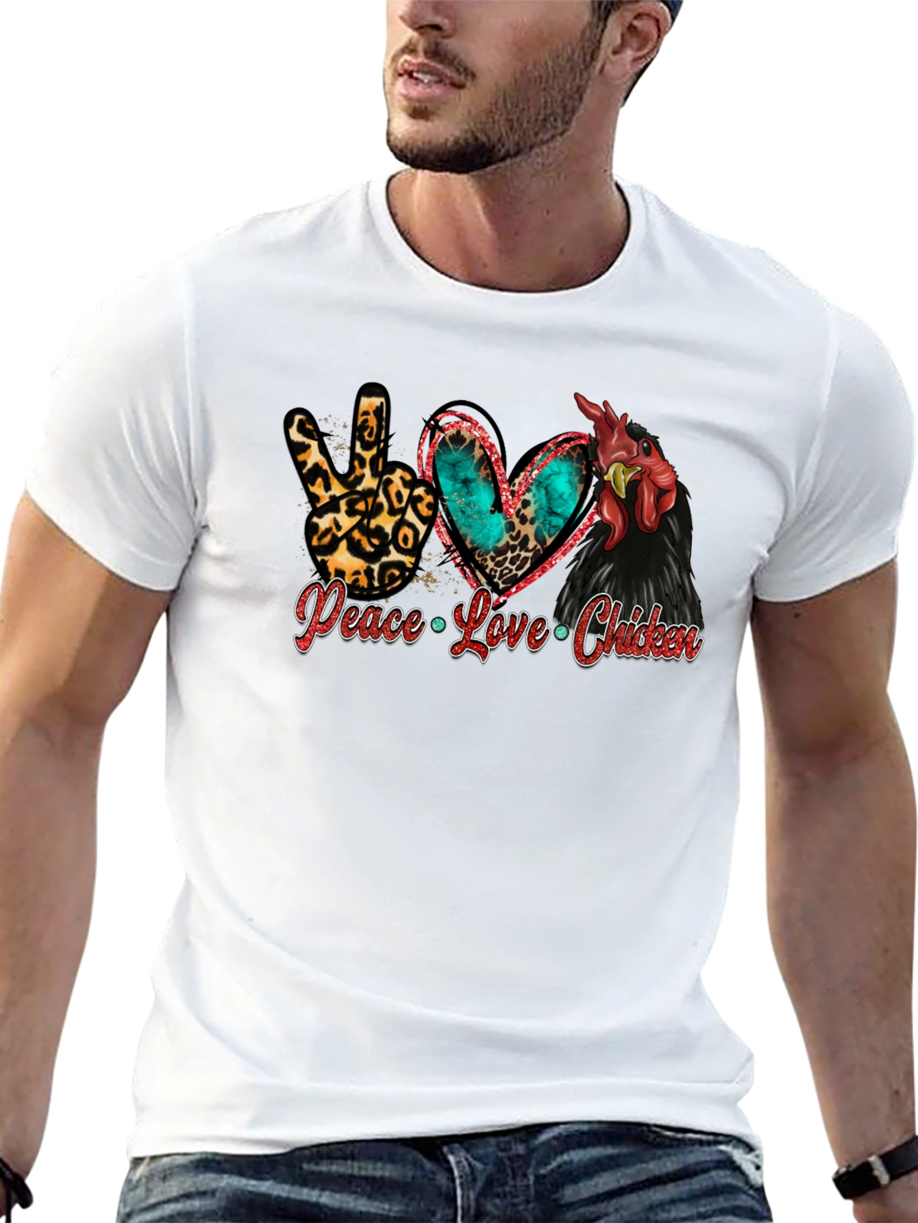 Peace Love Chicken T-Shirt Animal Lover Tee