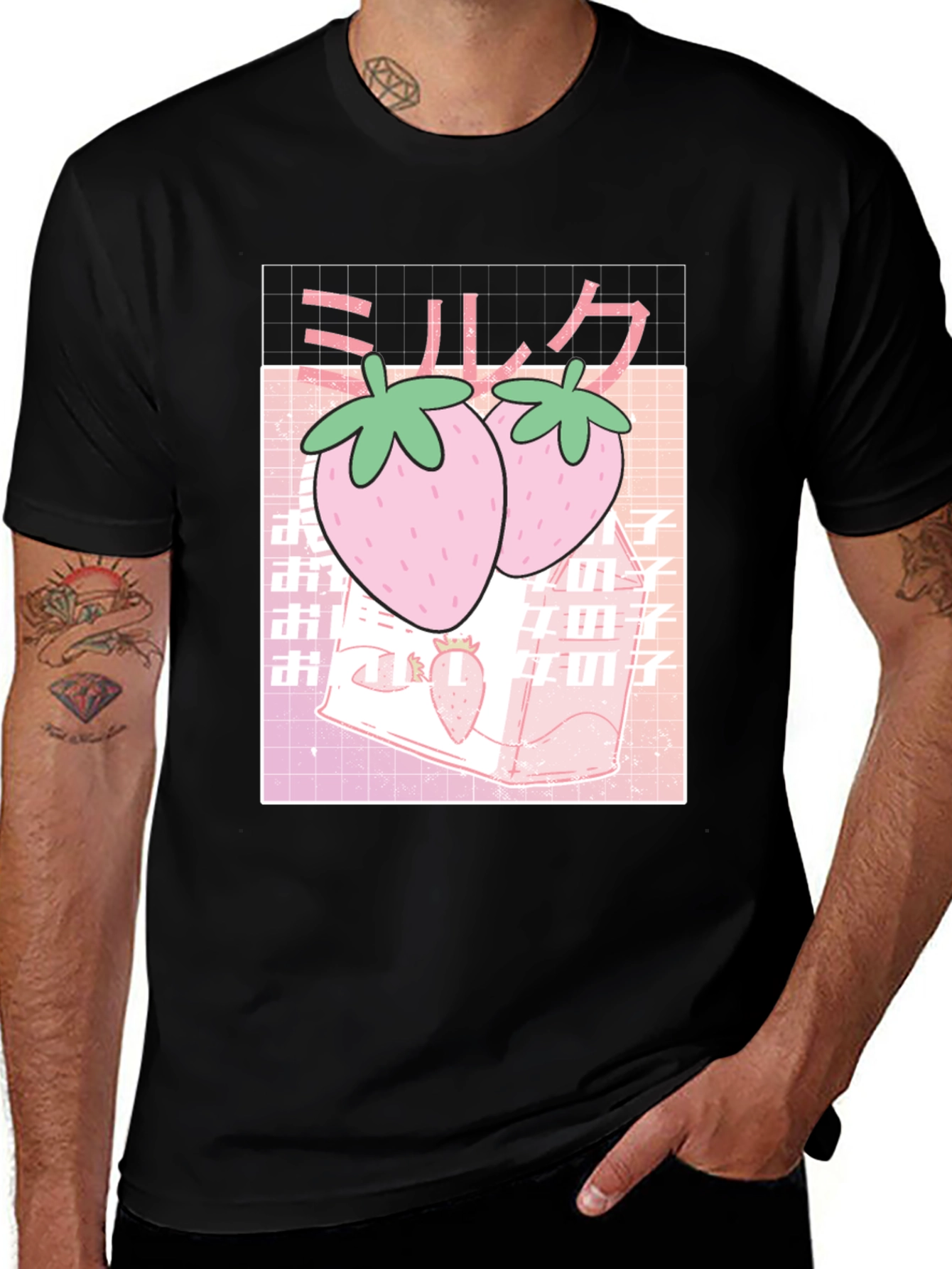 Strawberry Milk T-Shirt - Kawaii Aesthetic Black Tee