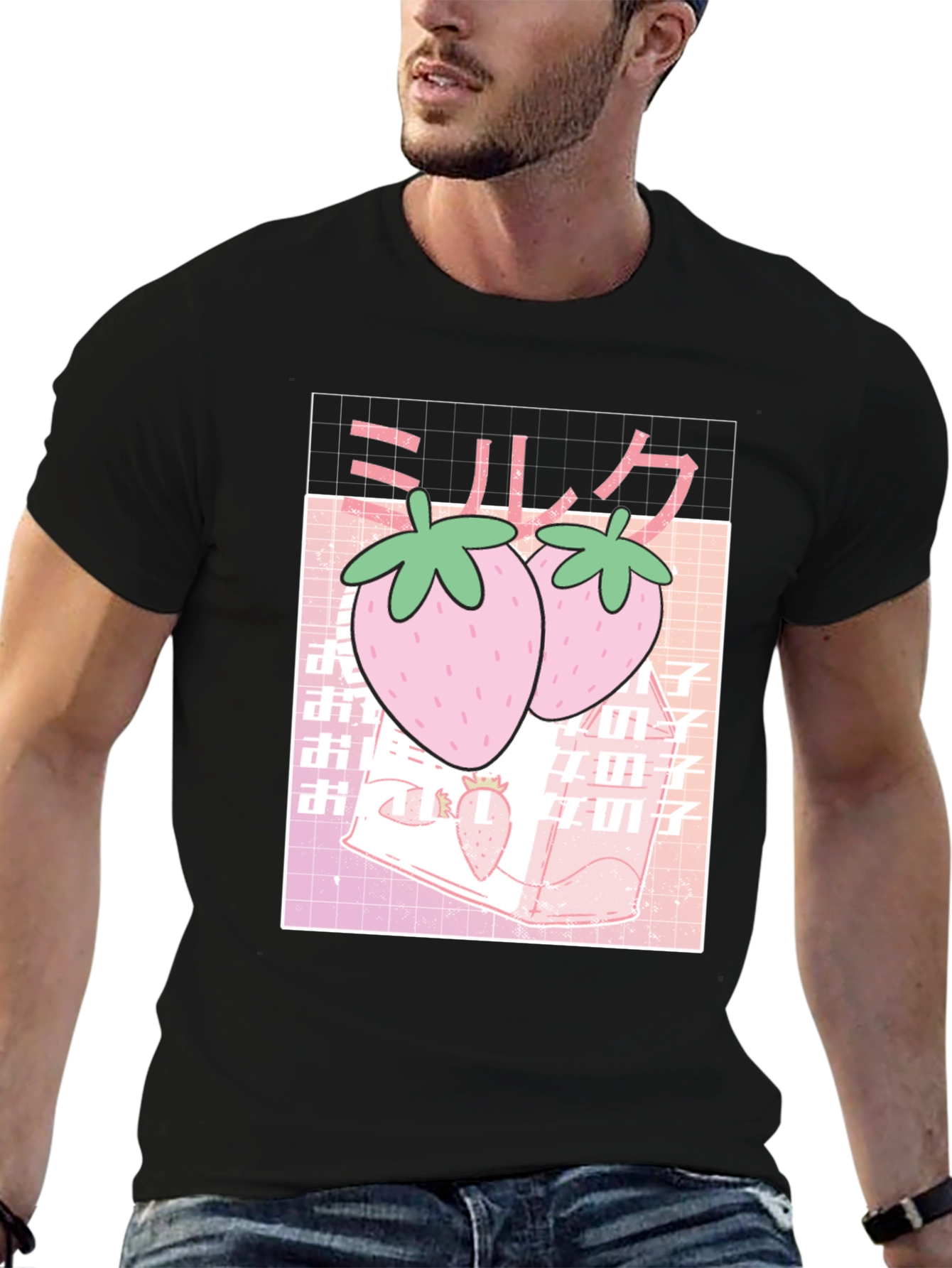 Strawberry Milk T-Shirt - Kawaii Aesthetic Black Tee