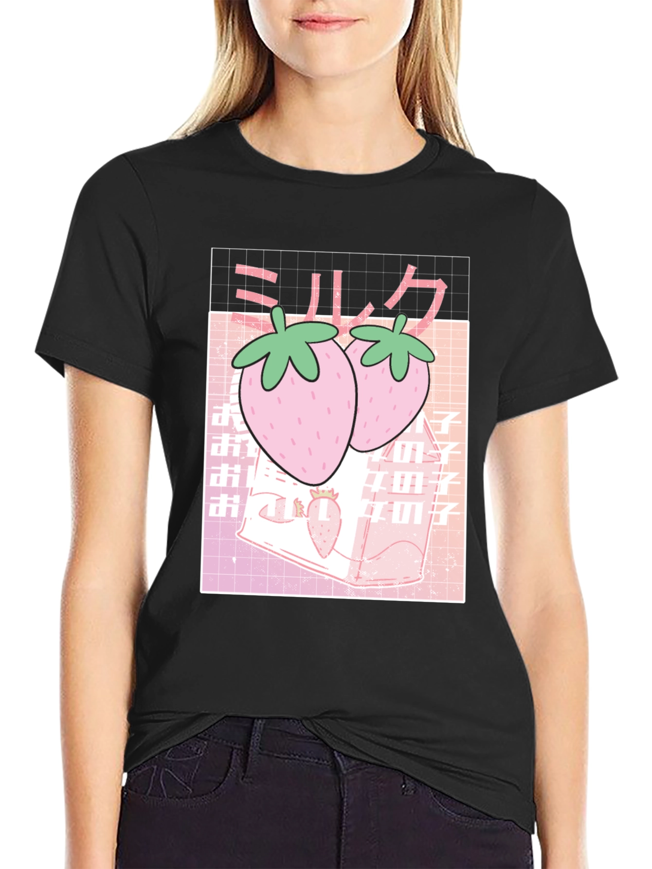 Strawberry Milk T-Shirt - Kawaii Aesthetic Black Tee