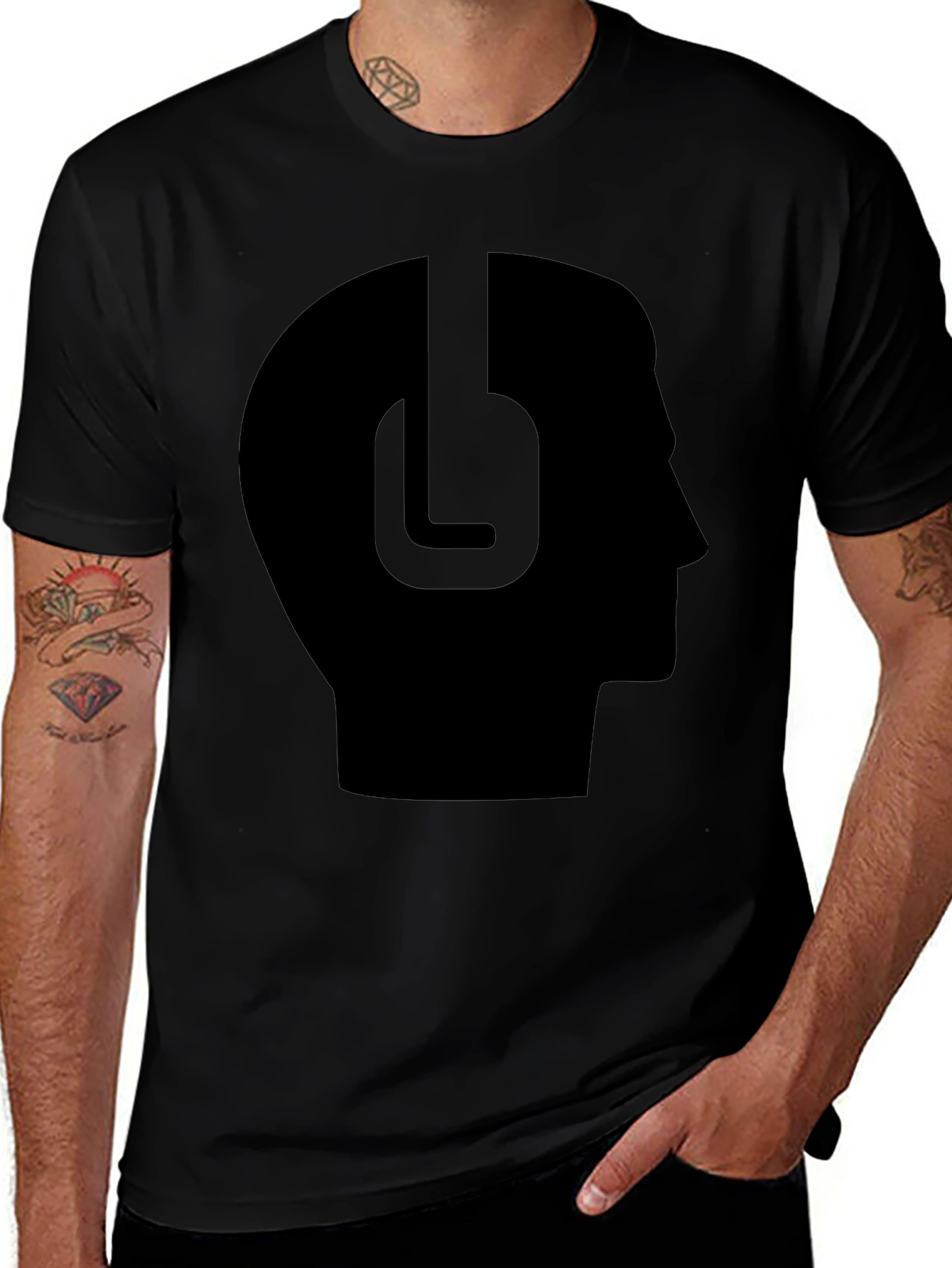 Headphone Head Black Tee - Stylish & Unique!