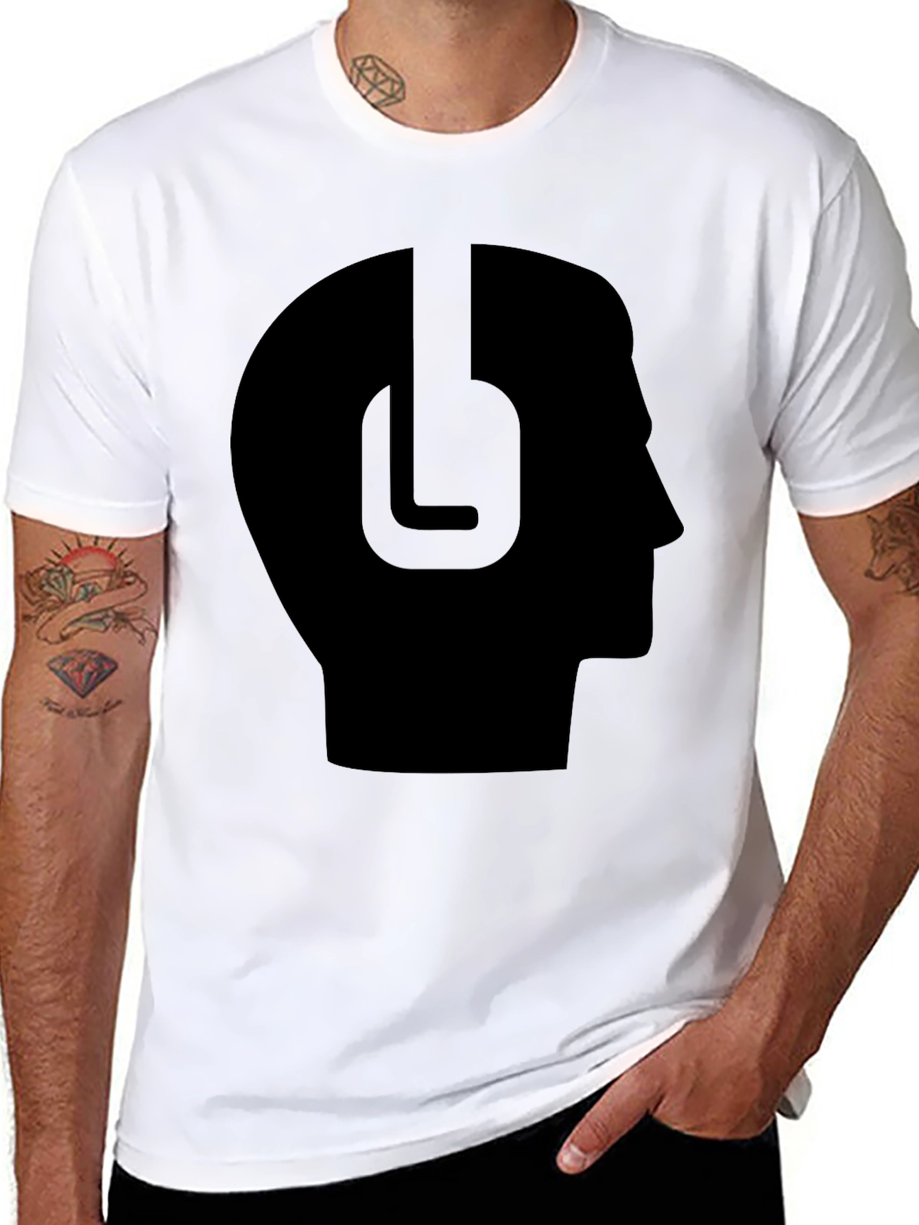 Headphone Head Black Tee - Stylish & Unique!