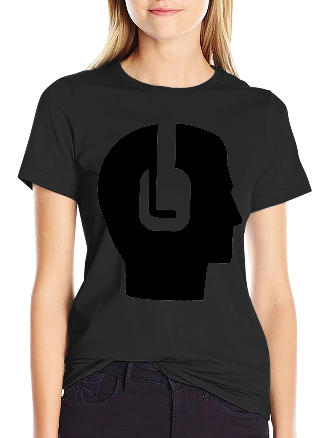 Headphone Head Black Tee - Stylish & Unique!