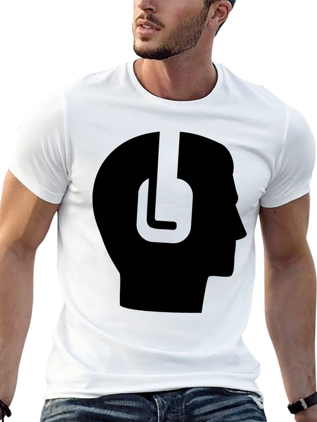 Headphone Head Black Tee - Stylish & Unique!