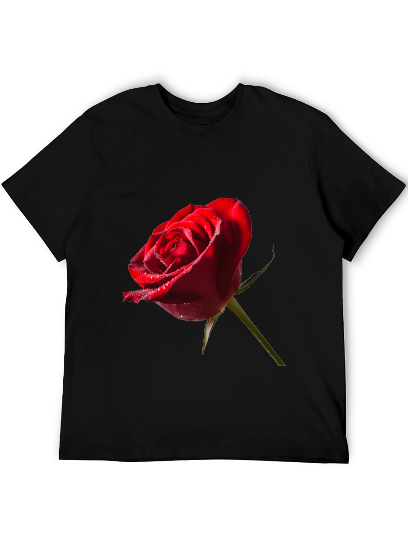 Red Rose Graphic Tee - Elegant Floral Design