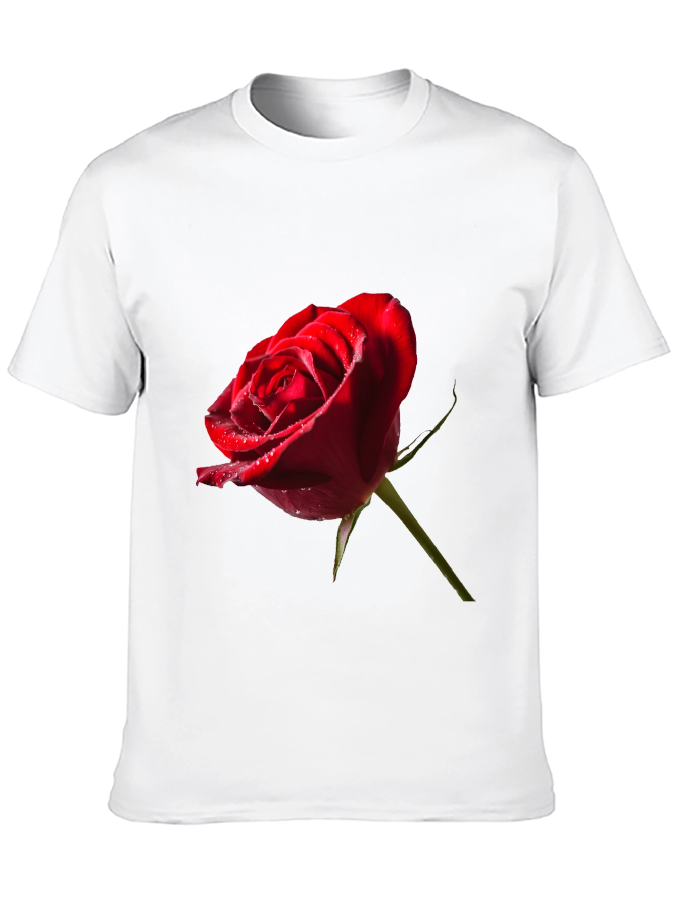 Red Rose Graphic Tee - Elegant Floral Design
