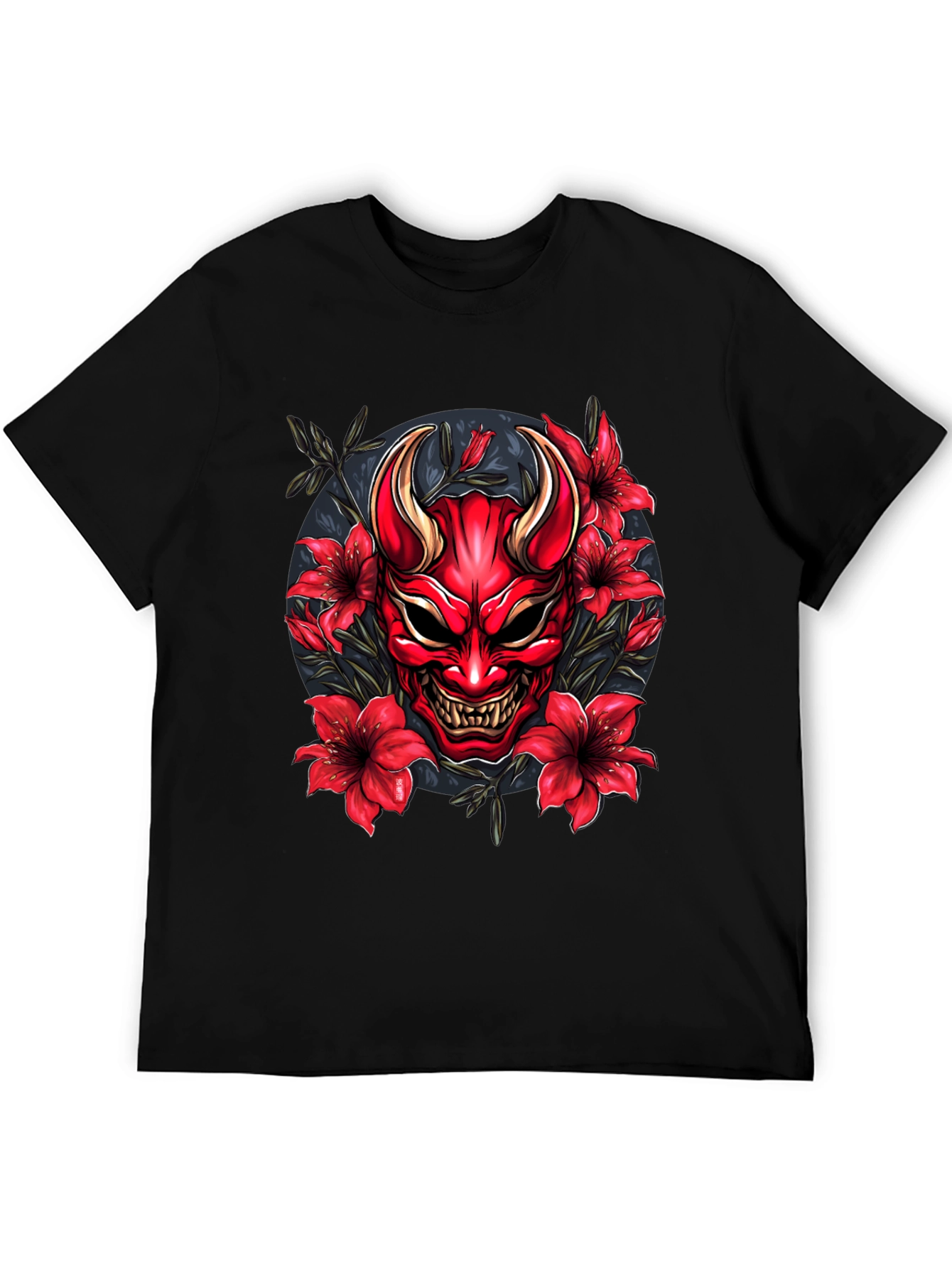 Hannya Mask Floral Graphic Tee