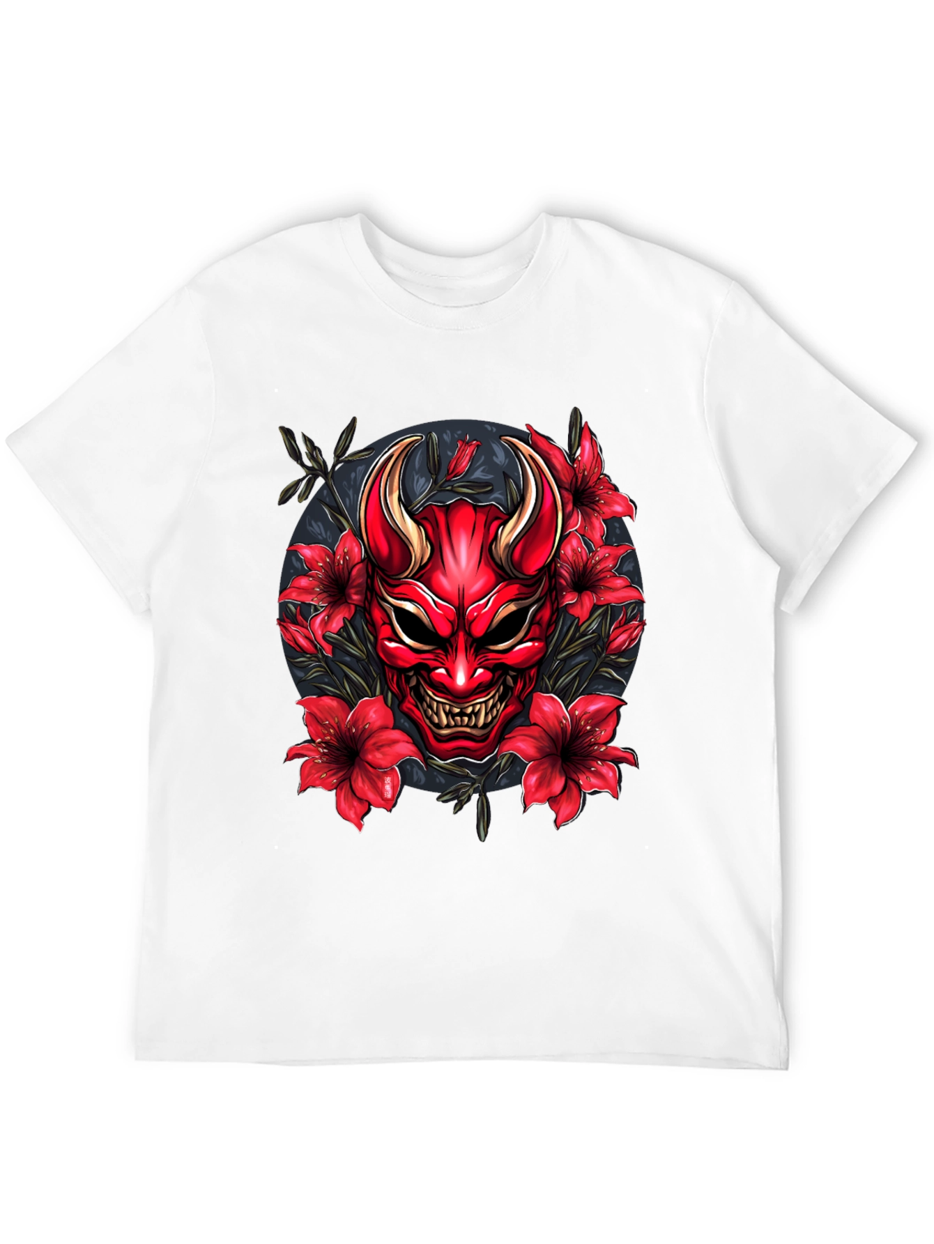 Hannya Mask Floral Graphic Tee