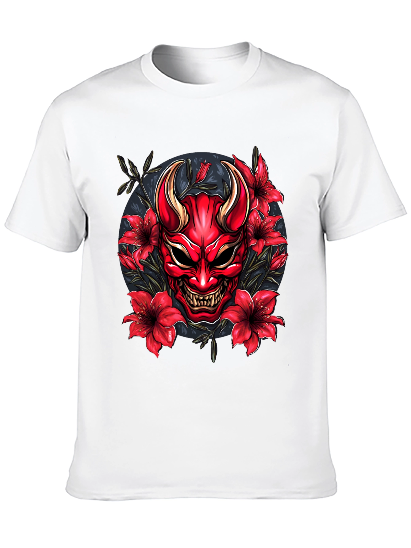Hannya Mask Floral Graphic Tee