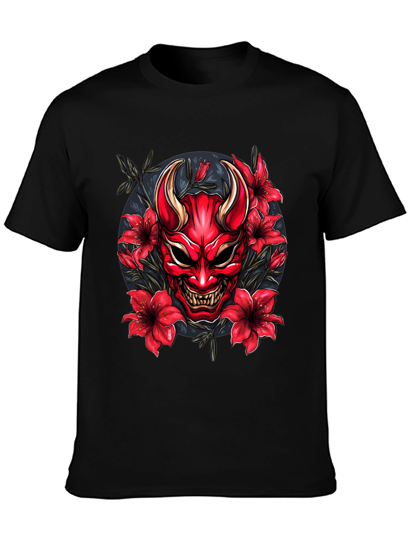 Hannya Mask Floral Graphic Tee