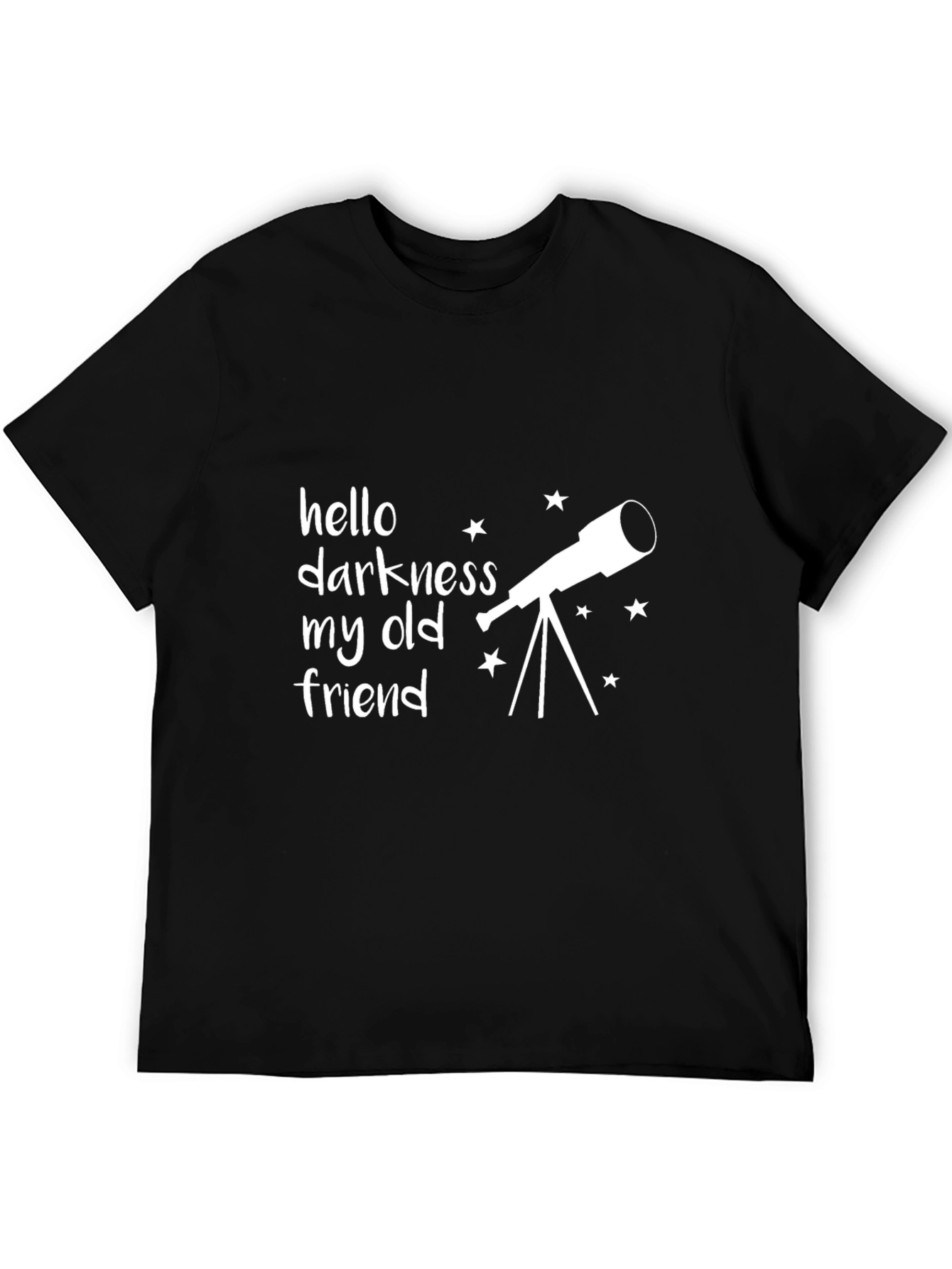 Hello Darkness My Old Friend Telescope Black T-Shirt