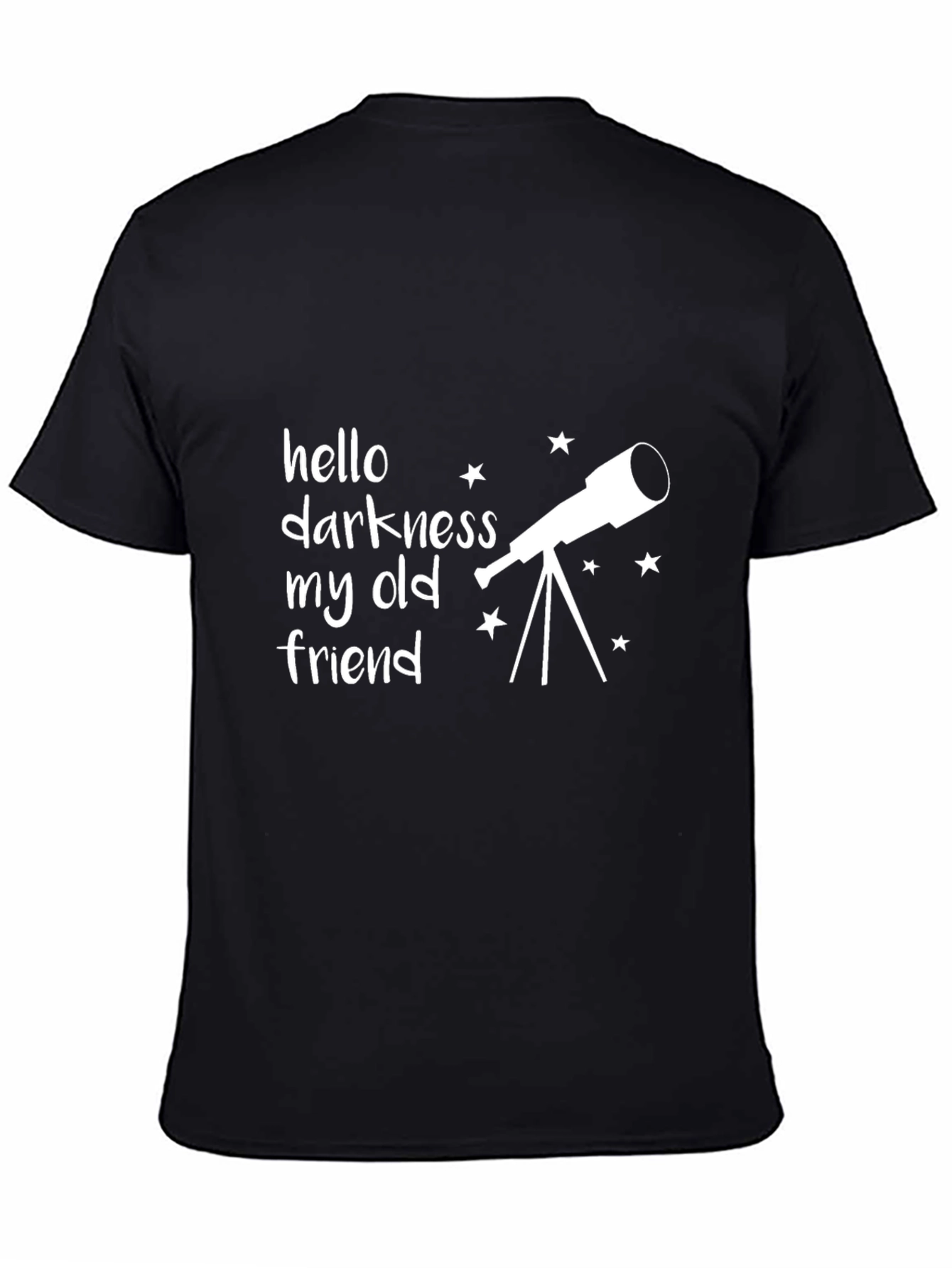 Hello Darkness My Old Friend Telescope Black T-Shirt