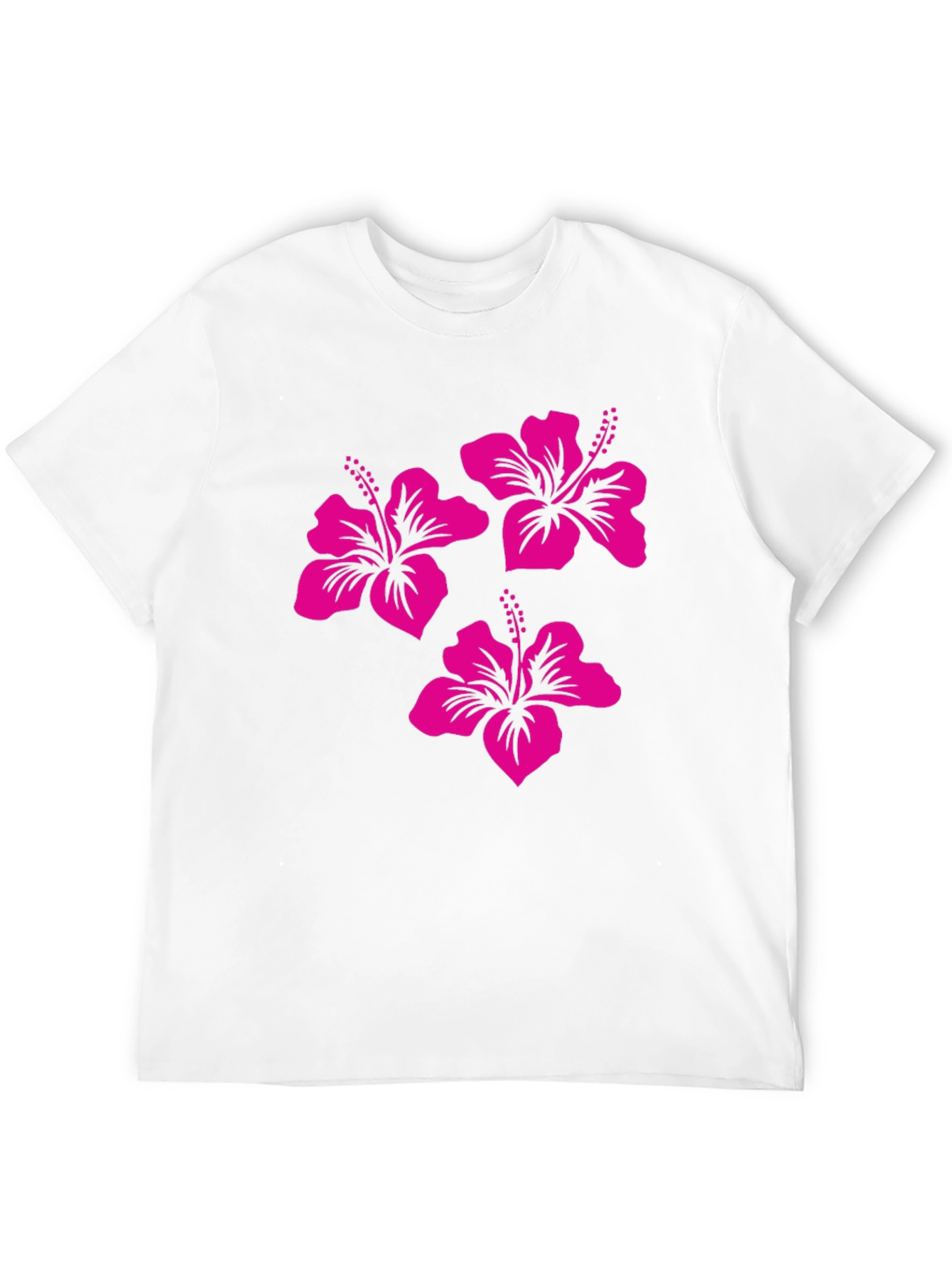 Black Tee with Pink Hibiscus Flower Design