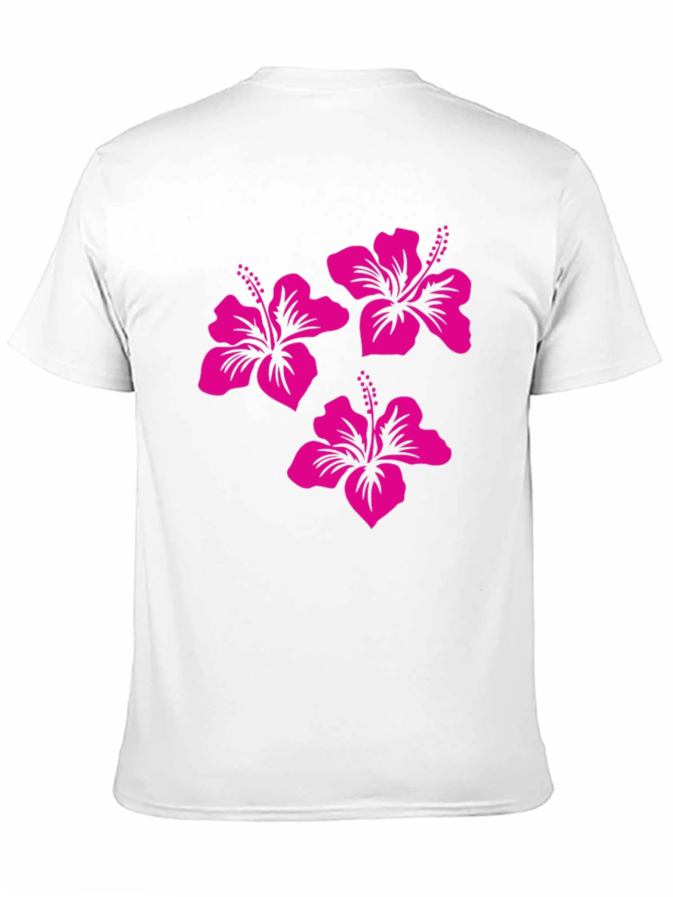 Black Tee with Pink Hibiscus Flower Design