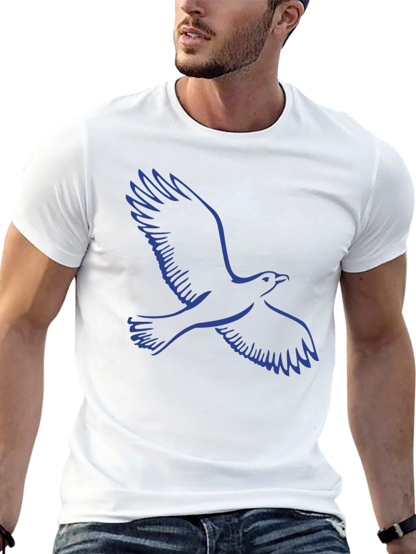 Black T-Shirt with Blue Eagle Graphic