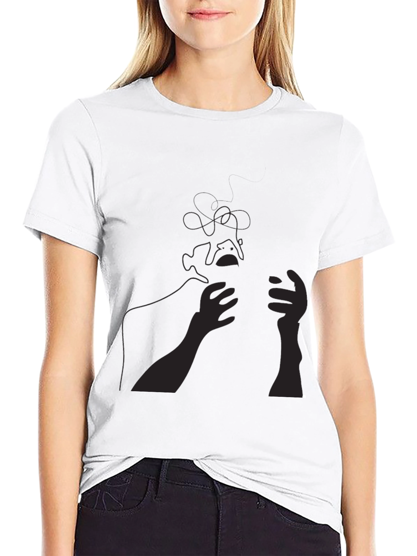 Abstract Line Art Tee - Black