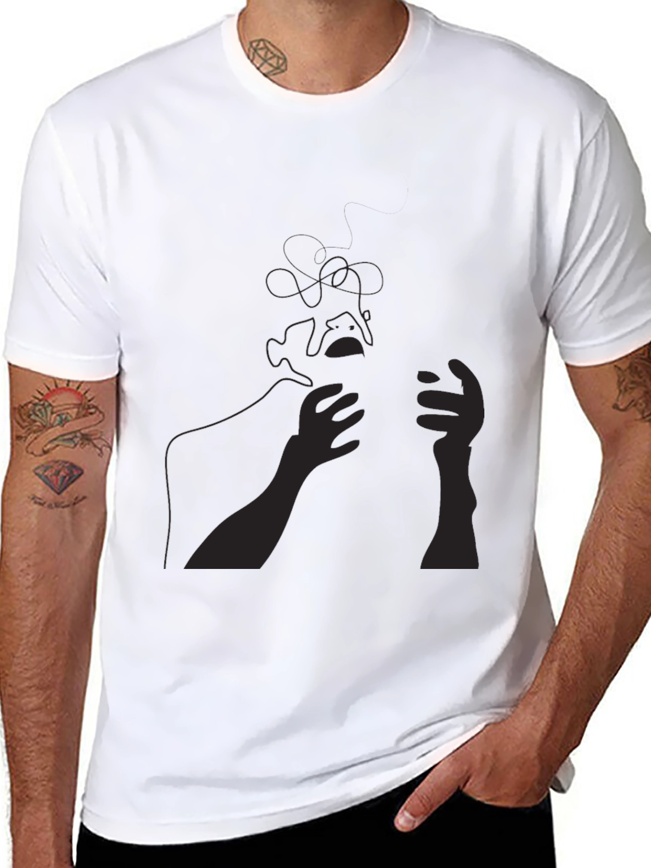 Abstract Line Art Tee - Black