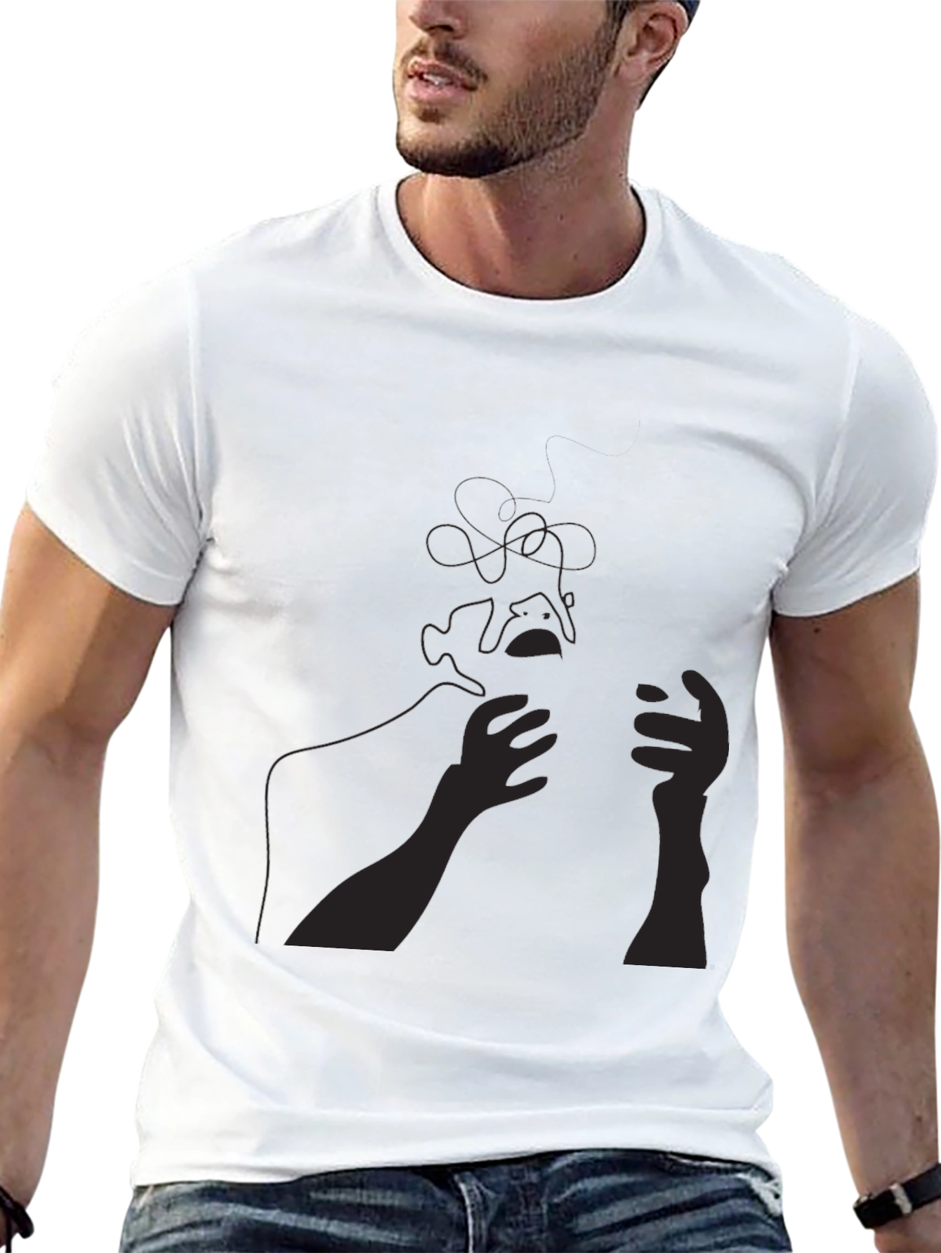 Abstract Line Art Tee - Black