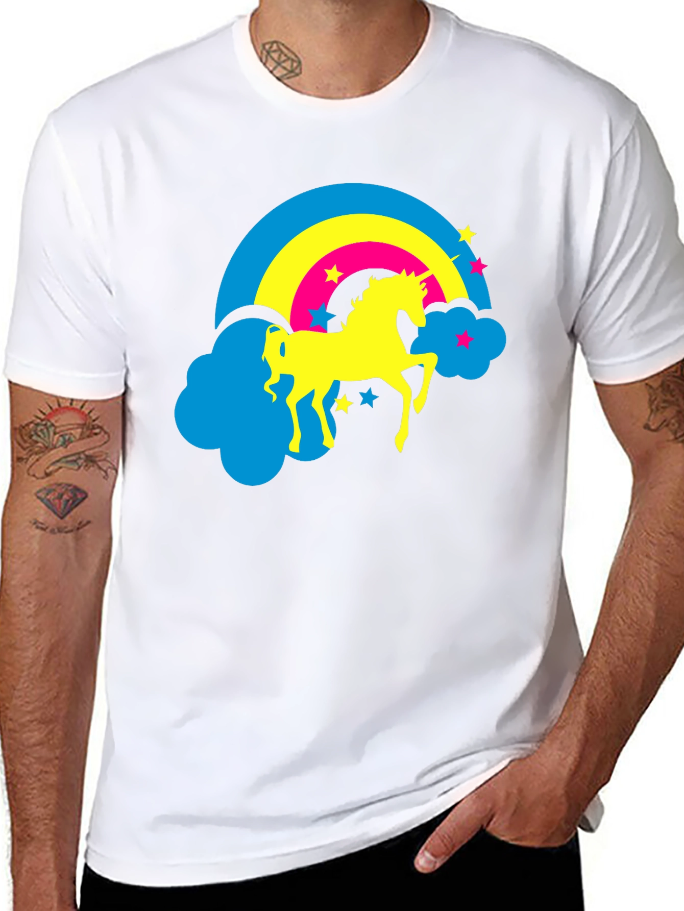 Unicorn Rainbow Graphic Tee - Black