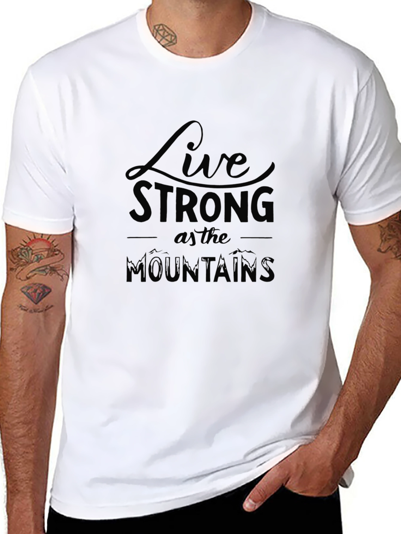 Live Strong T-Shirt - Mountain Design