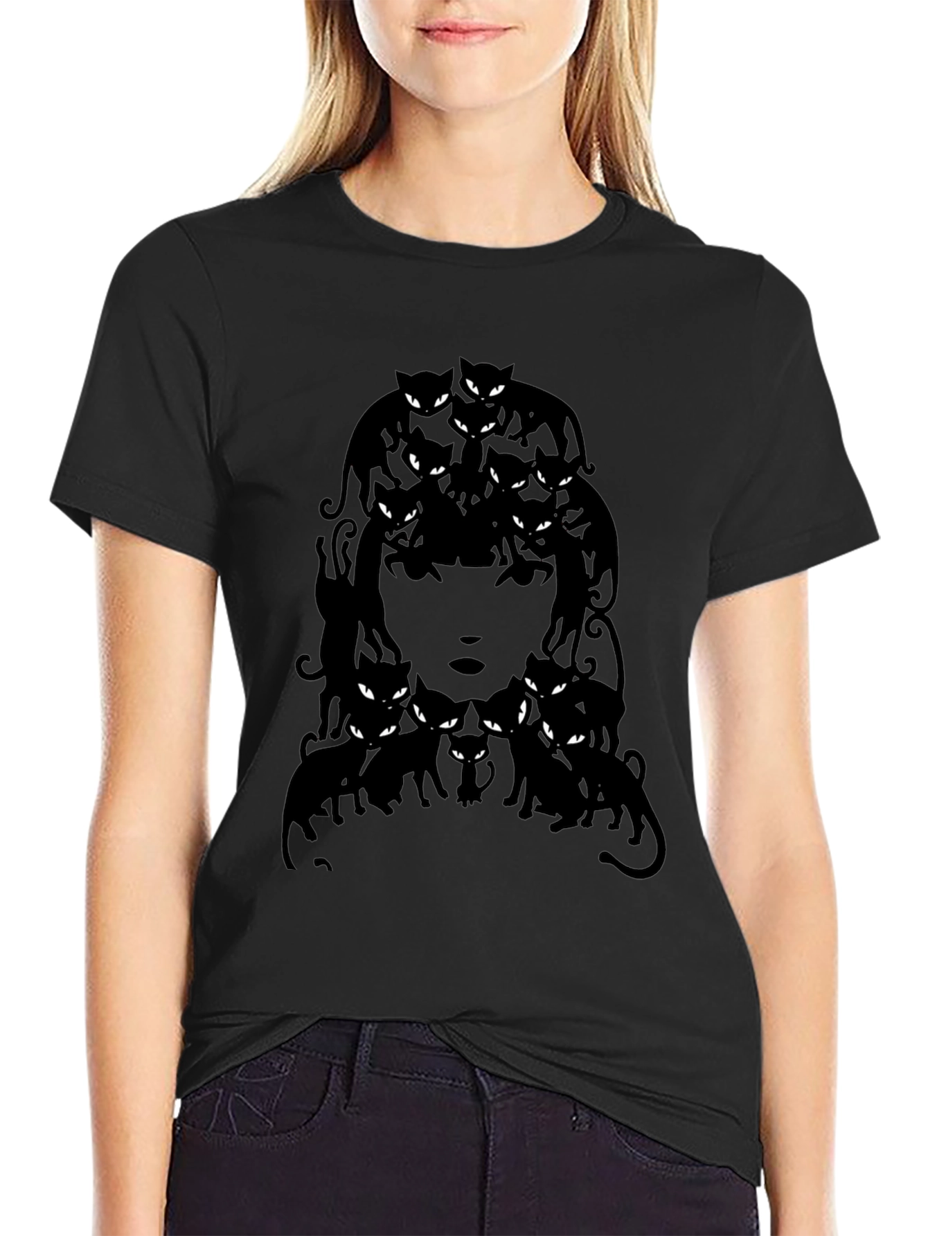 Black Cat Lady Graphic T-Shirt - Unisex