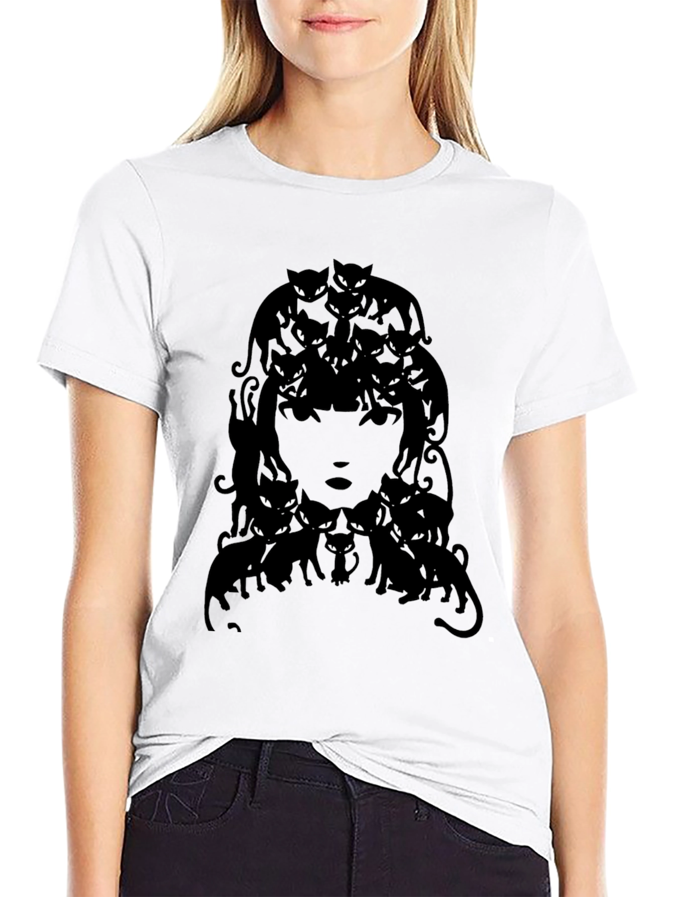 Black Cat Lady Graphic T-Shirt - Unisex