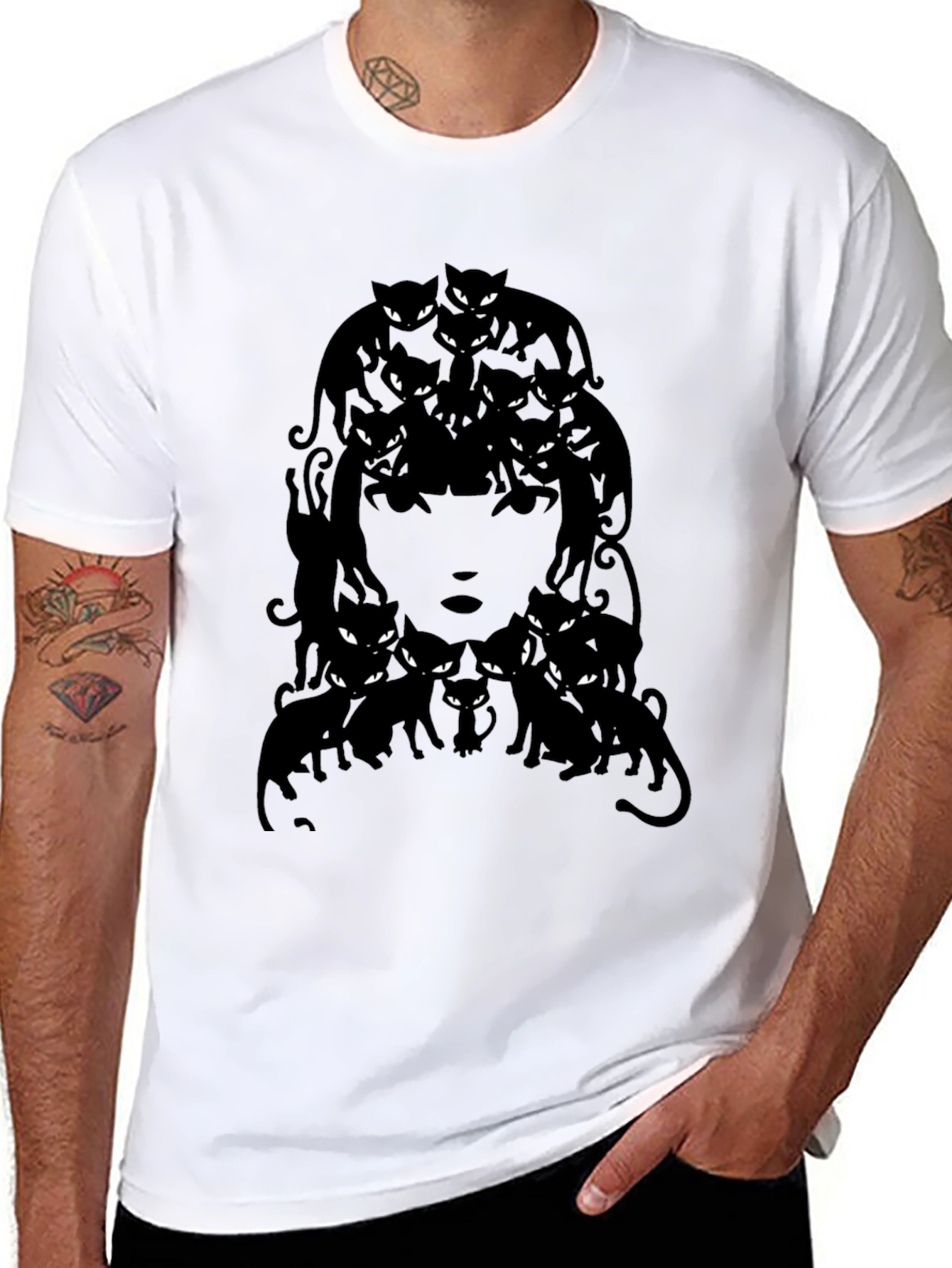Black Cat Lady Graphic T-Shirt - Unisex