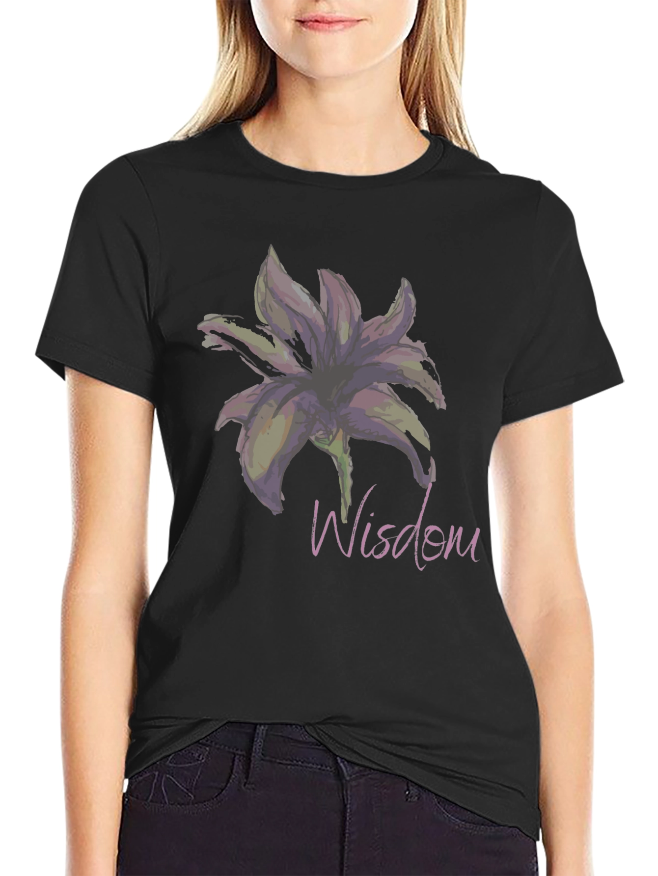 Wisdom Lily Graphic T-Shirt - Elegant and Stylish