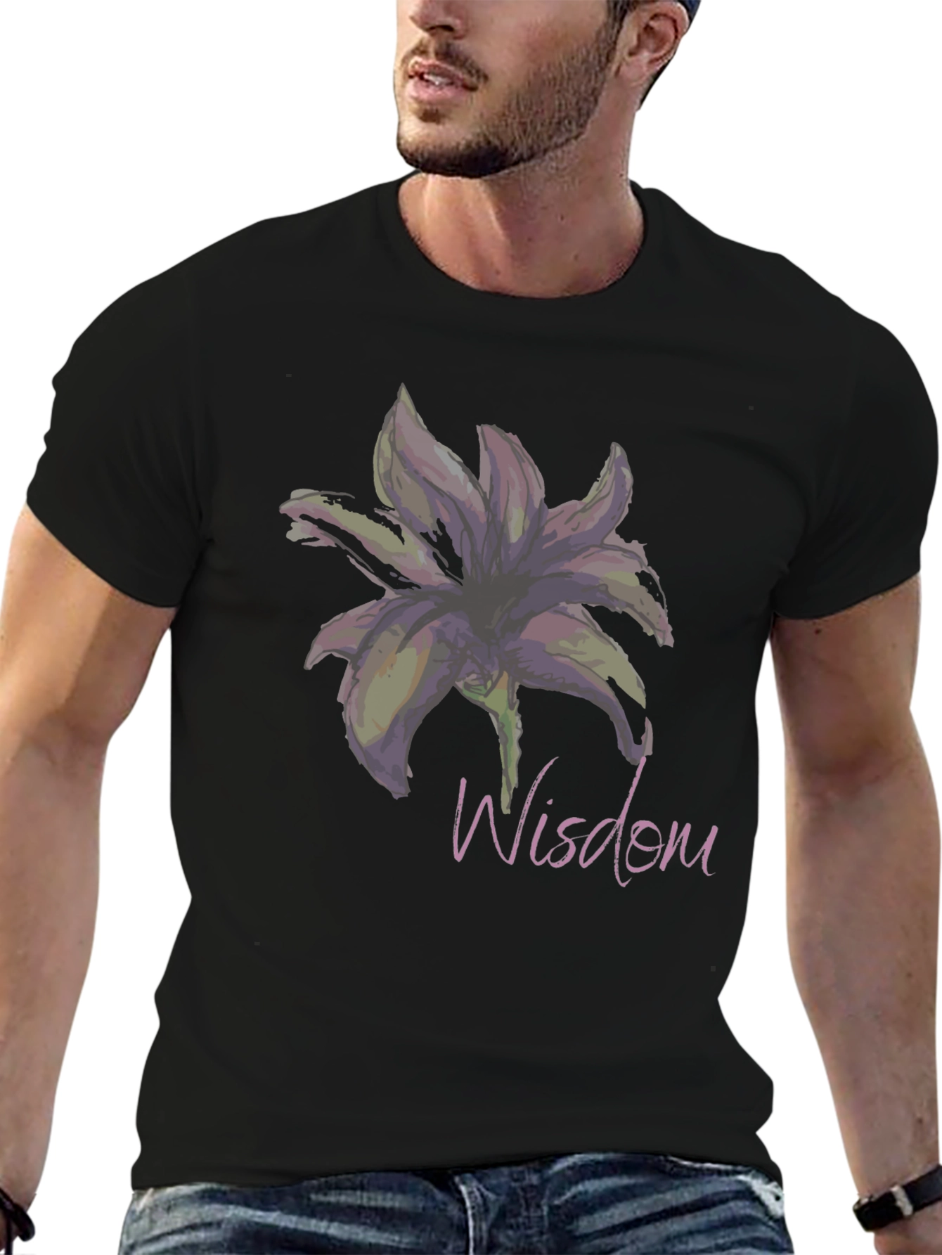 Wisdom Lily Graphic T-Shirt - Elegant and Stylish