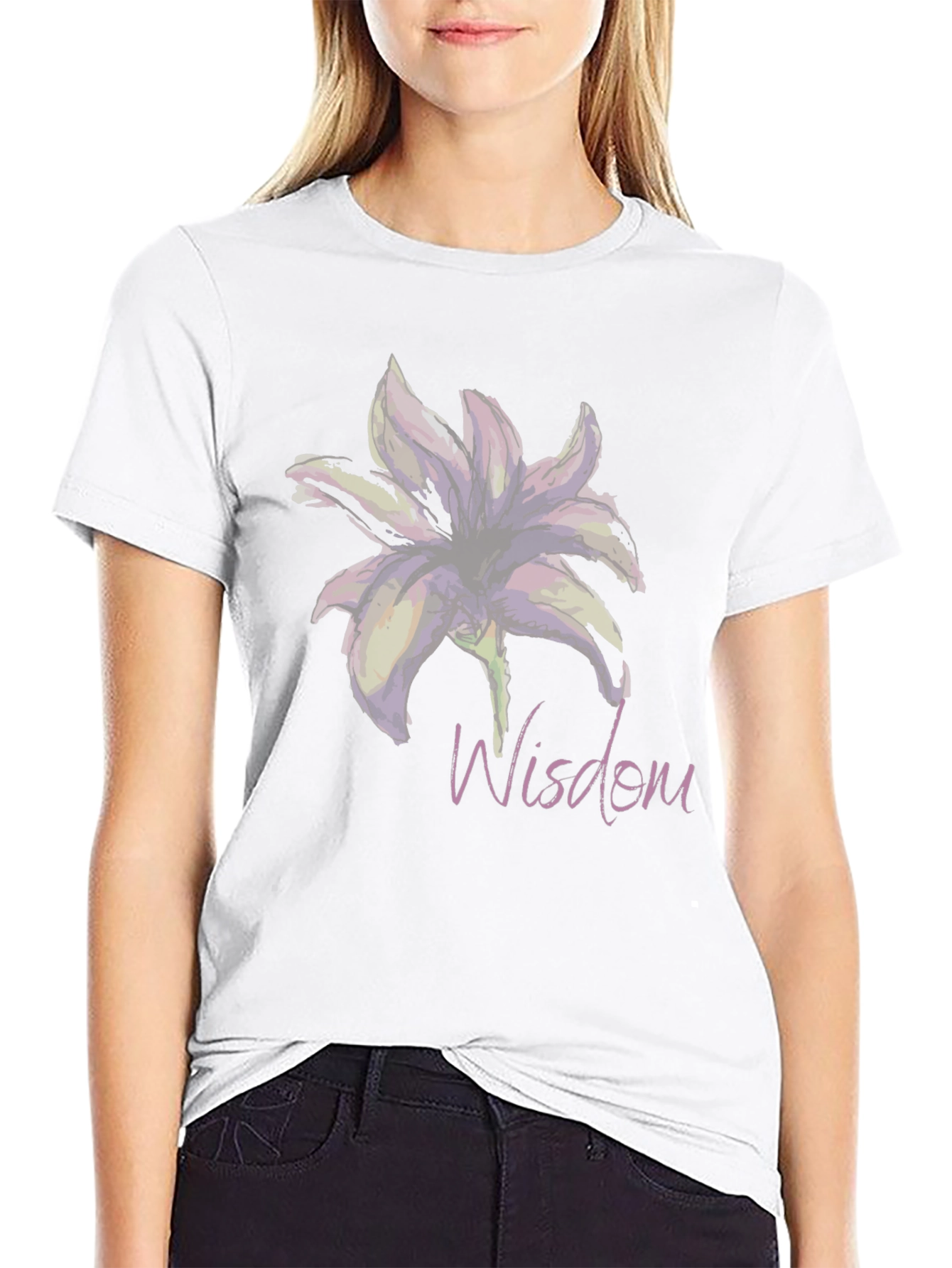 Wisdom Lily Graphic T-Shirt - Elegant and Stylish
