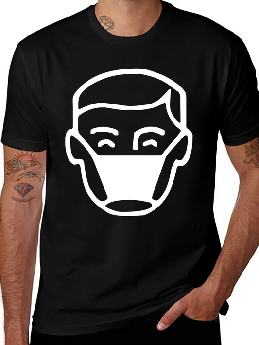 Masked Man Graphic Tee - Black Casual T-Shirt
